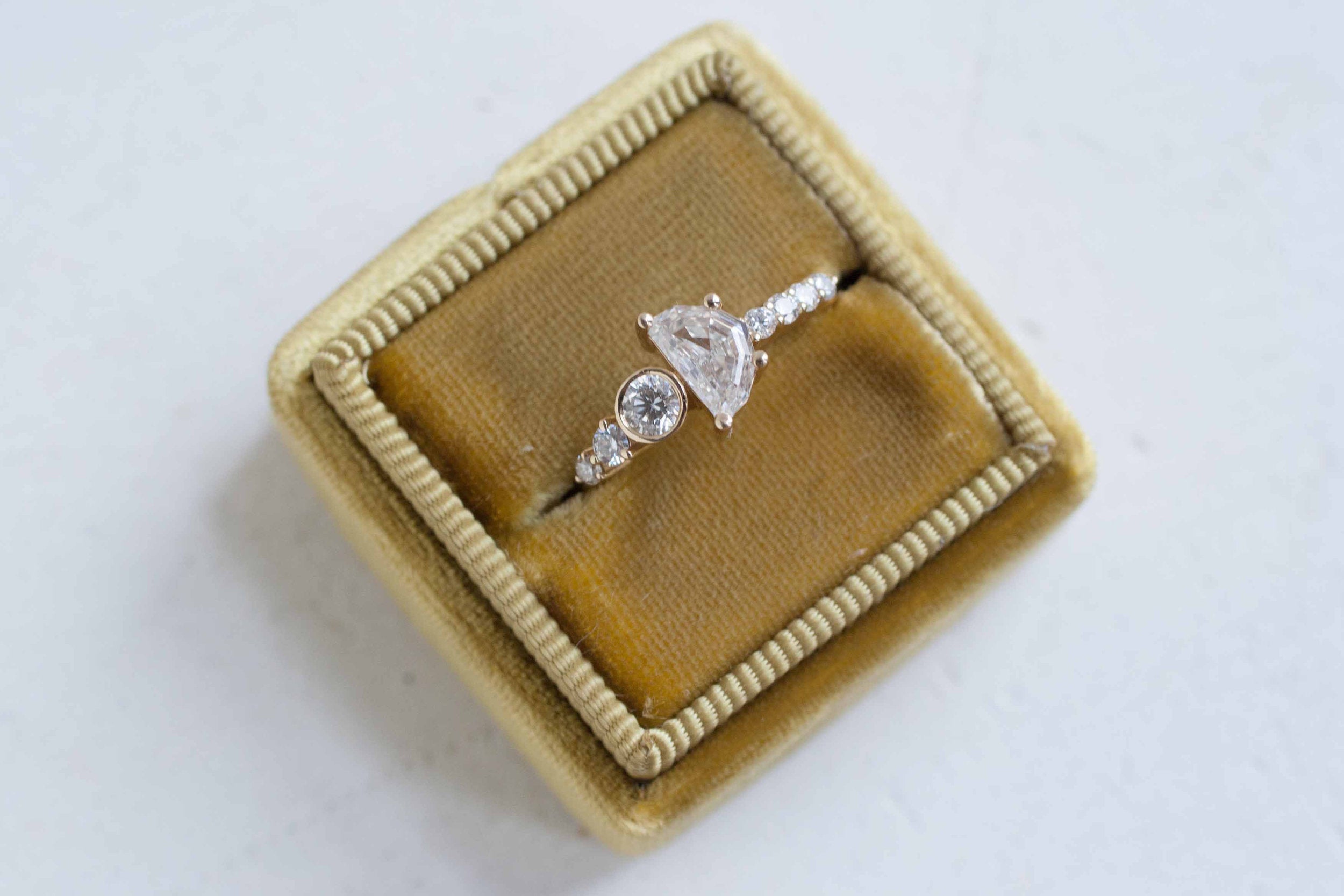 Lune Ring | Half Moon Diamond Cluster Engagement Ring | 14k Recycled Gold