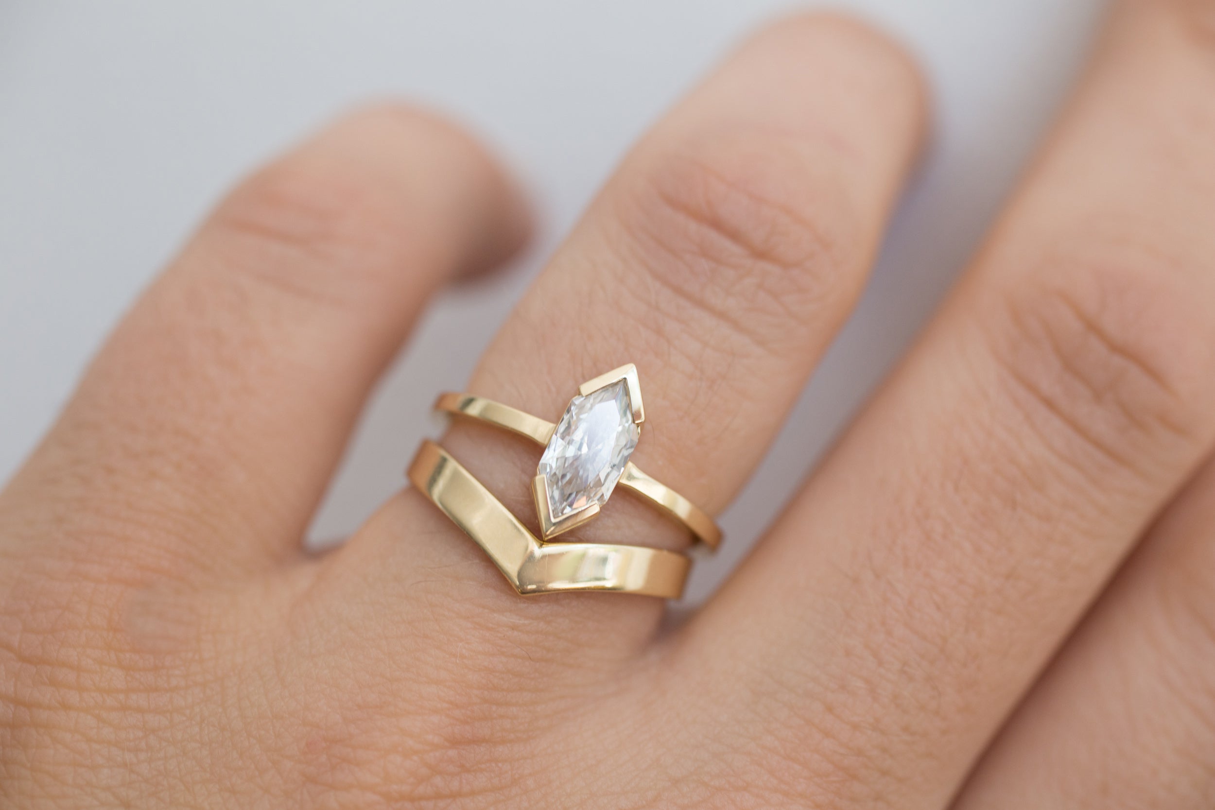 Varda Ring | Modified Hexagonal Brilliant Cut Diamond Solitaire Engagement Ring | 14k Recycled Gold | One of a Kind
