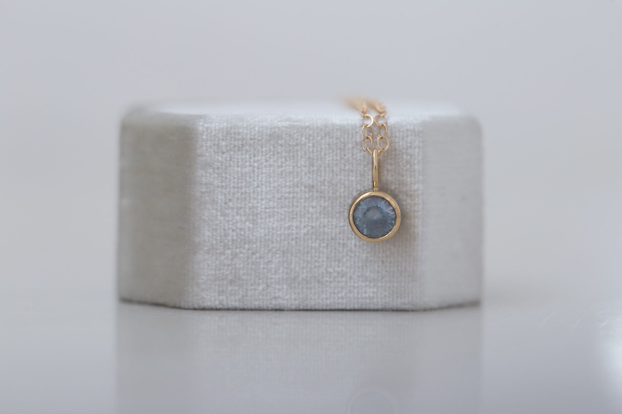 5.25 mm Icy Blue Montana Sapphire Necklace 0.66 ct | 14k Recycled Gold | One of a Kind
