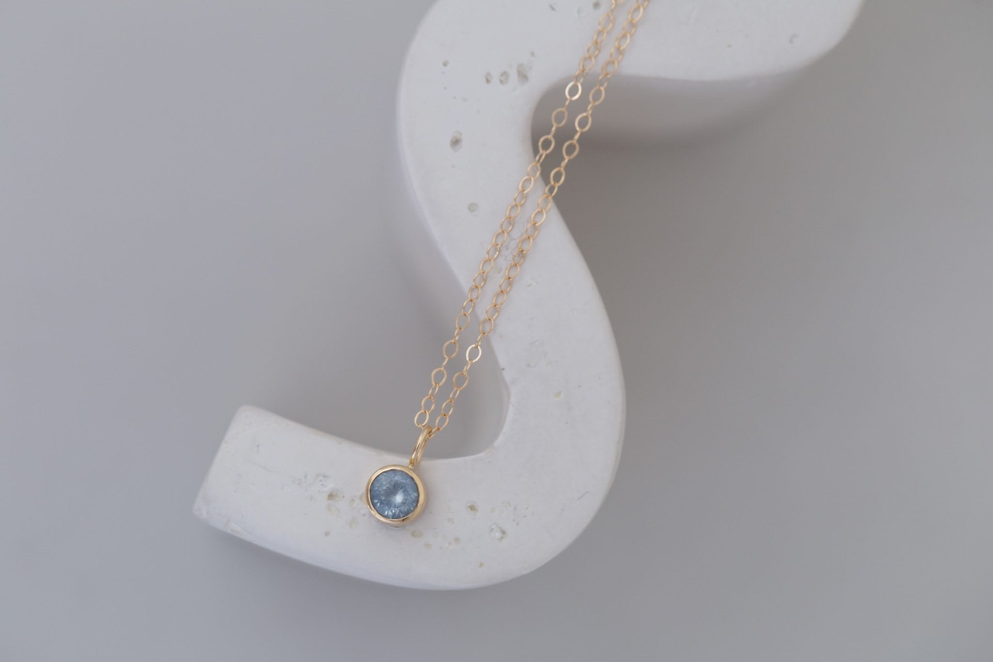 5.25 mm Icy Blue Montana Sapphire Necklace 0.66 ct | 14k Recycled Gold | One of a Kind