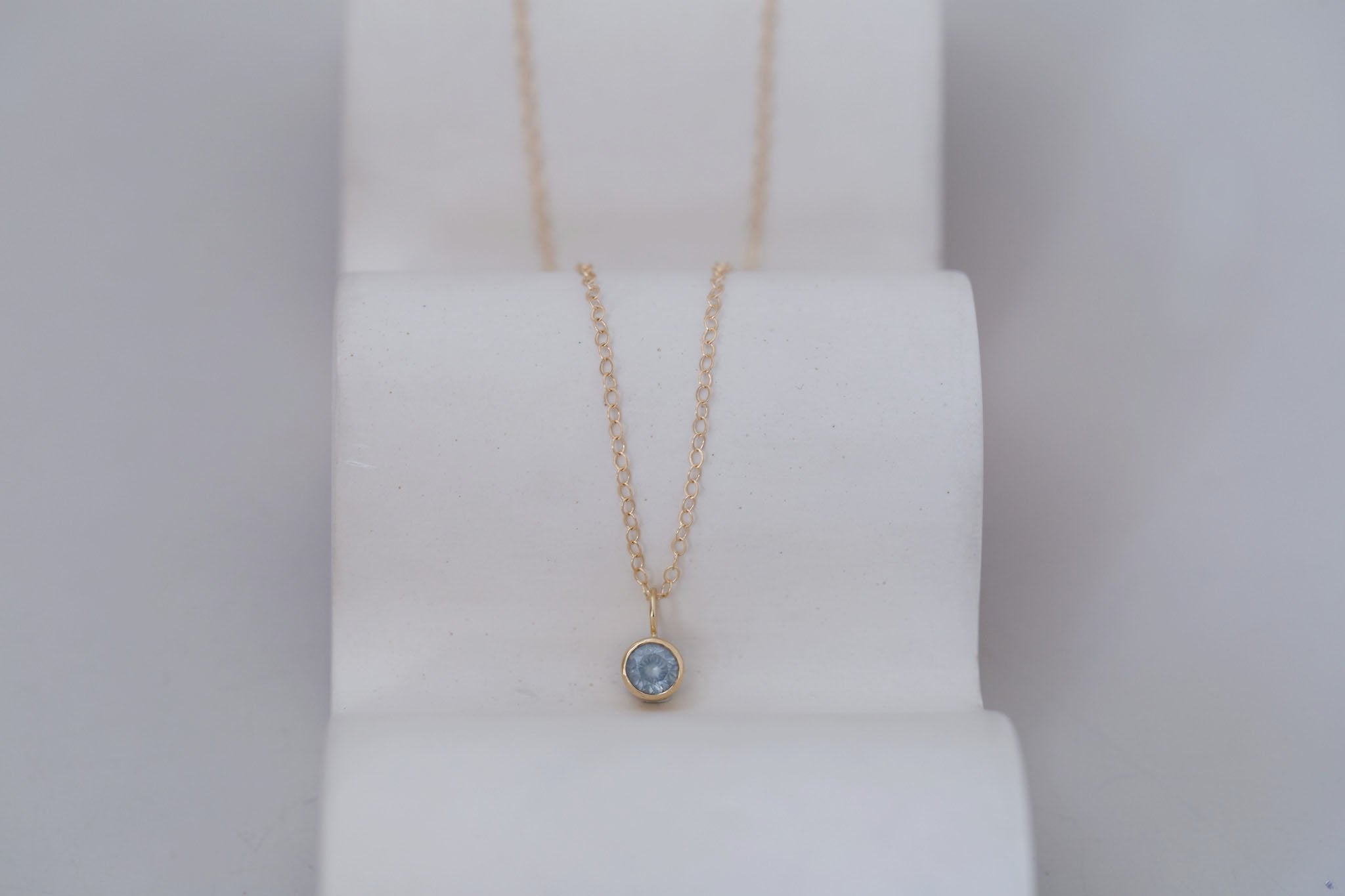 5.25 mm Icy Blue Montana Sapphire Necklace 0.66 ct | 14k Recycled Gold | One of a Kind