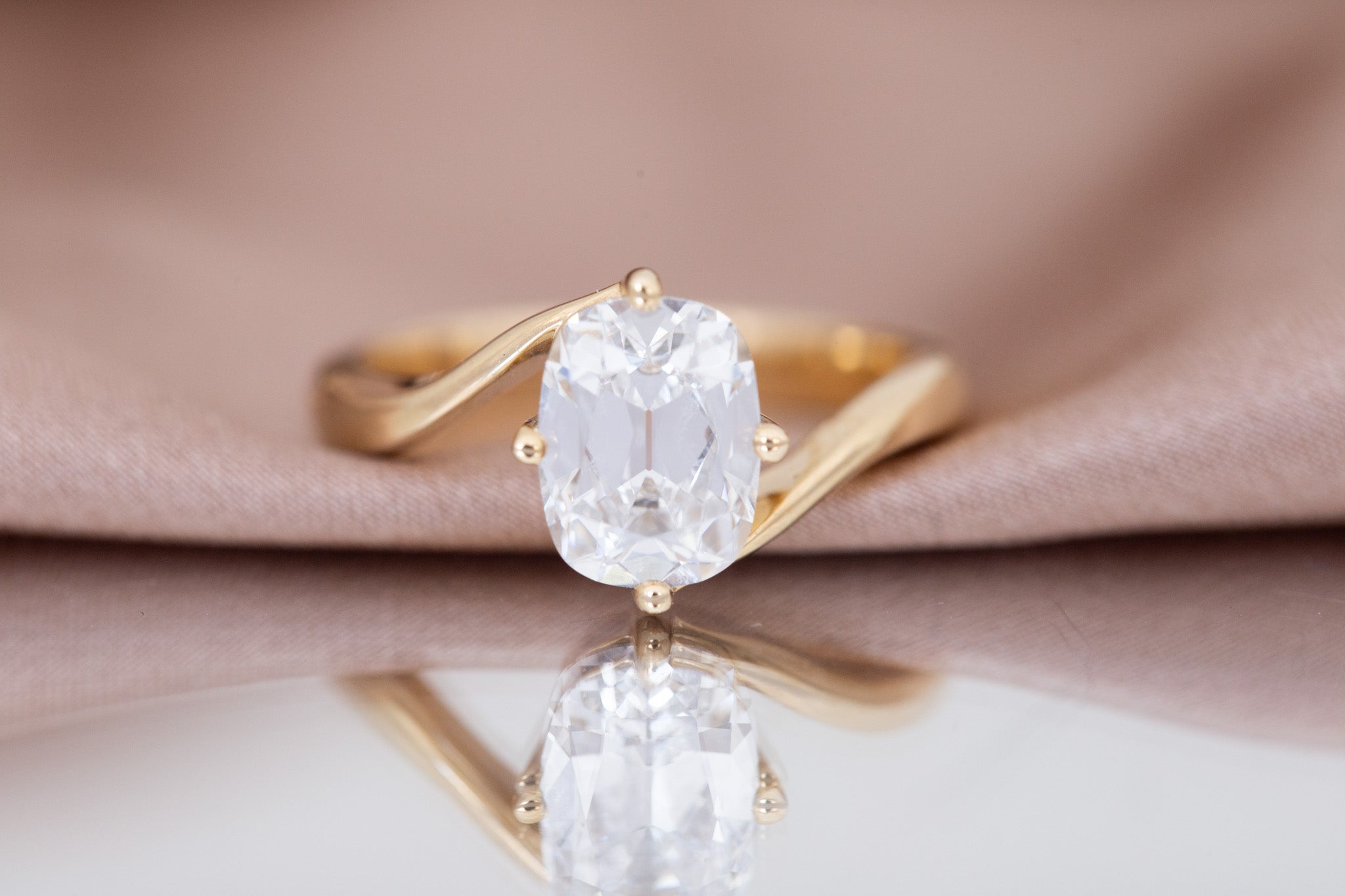 Marin Ring | Lab Cushion Cut Bypass Engagement Ring 1.91 ct | 14k Recycled Gold | One of a Kind