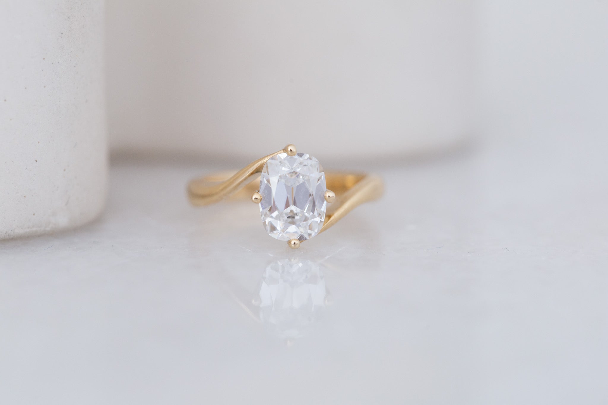 Marin Ring | Lab Cushion Cut Bypass Engagement Ring 1.91 ct | 14k Recycled Gold | One of a Kind