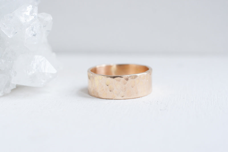 8 x 1.5 mm Hammered Texture Band | 14k Recycled Yellow Gold