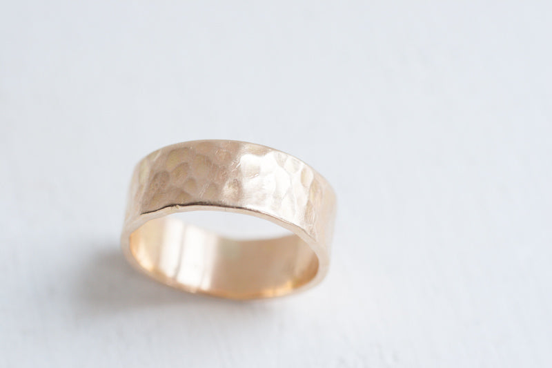 8 x 1.5 mm Hammered Texture Band | 14k Recycled Yellow Gold