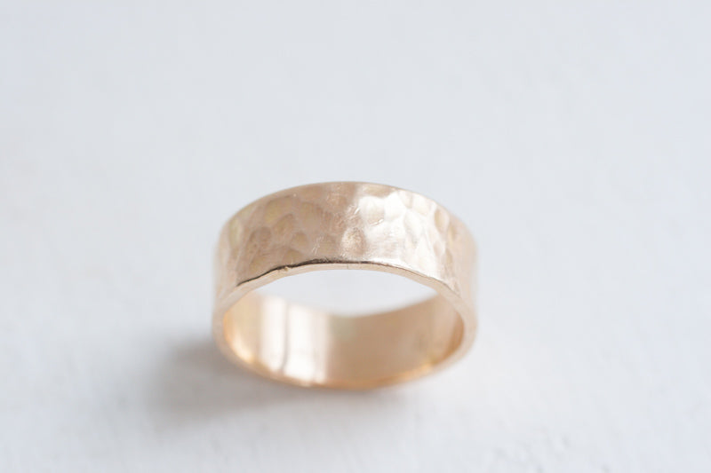 8 x 1.5 mm Hammered Texture Band | 14k Recycled Yellow Gold