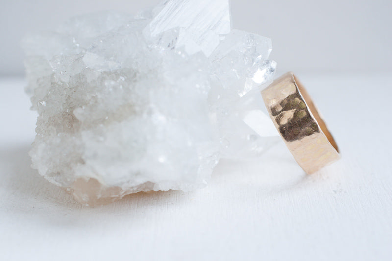 8 x 1.5 mm Hammered Texture Band | 14k Recycled Yellow Gold