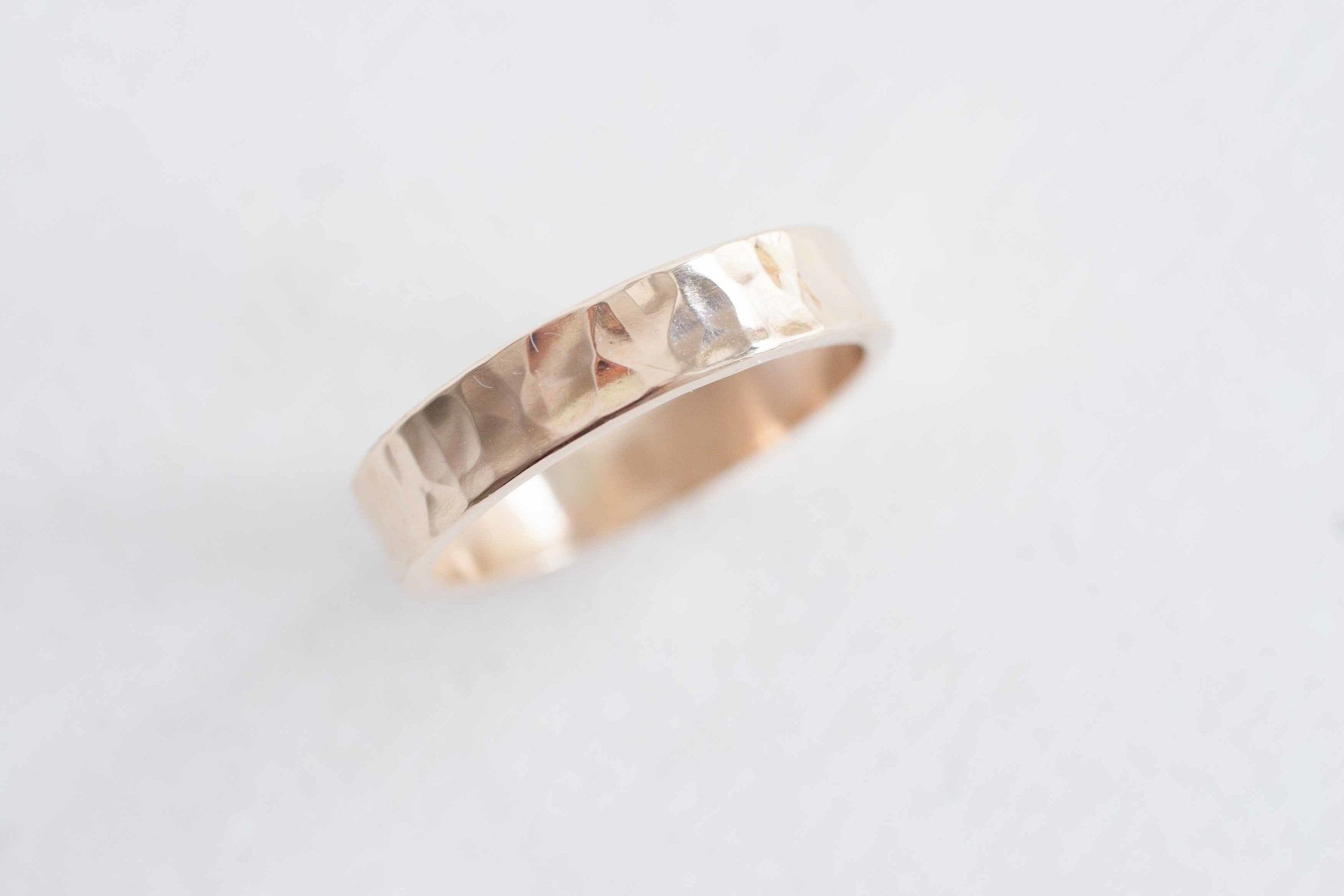 5 x 1.5 mm Hammered Texture Flat Band | 14k Recycled Yellow Gold