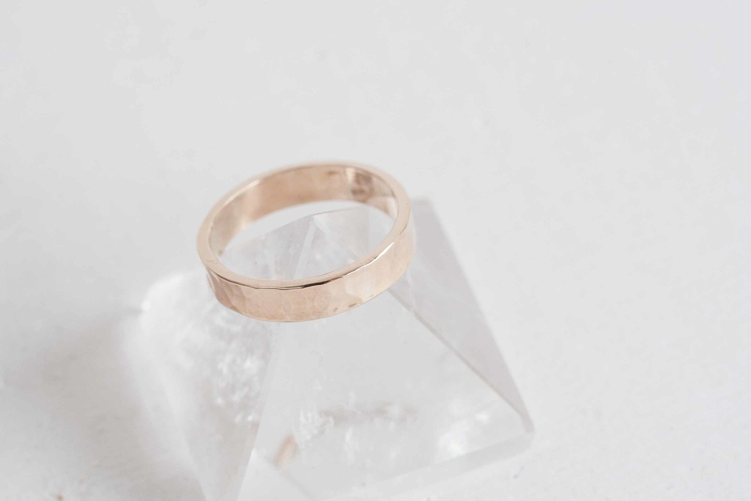 5 x 1.5 mm Hammered Texture Flat Band | 14k Recycled Yellow Gold