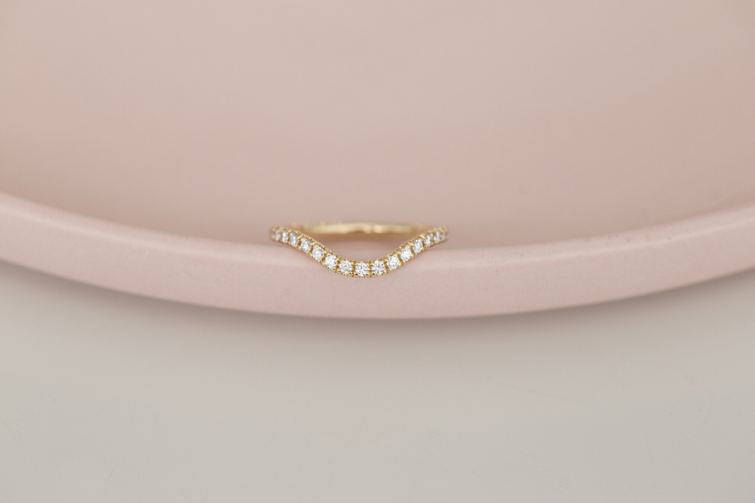 Diamond Pavé Contour Curve Band | 14k Recycled Gold