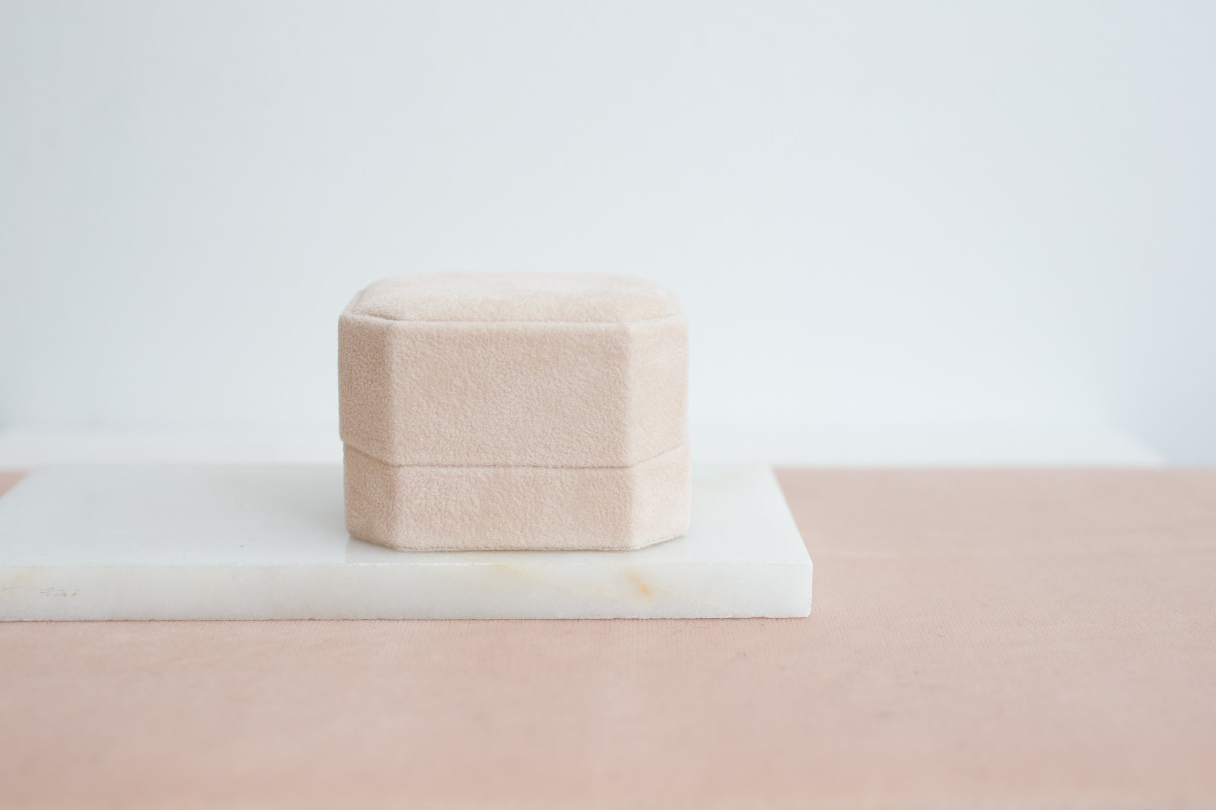 Pale Blush Velvet Mineralogy Ring Box