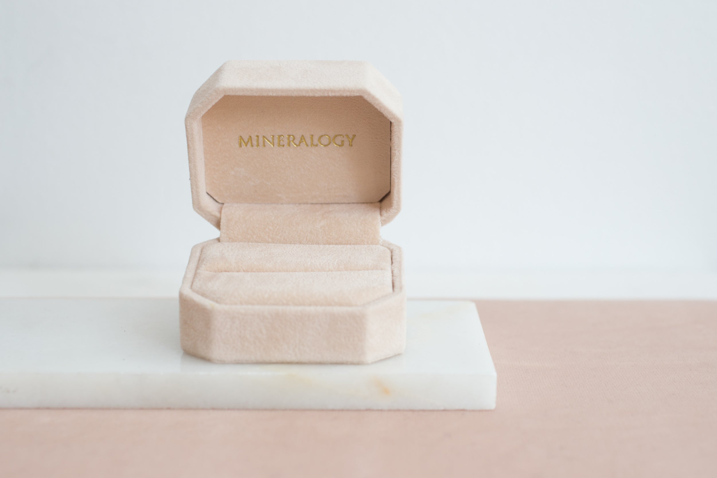 Pale Blush Velvet Mineralogy Ring Box
