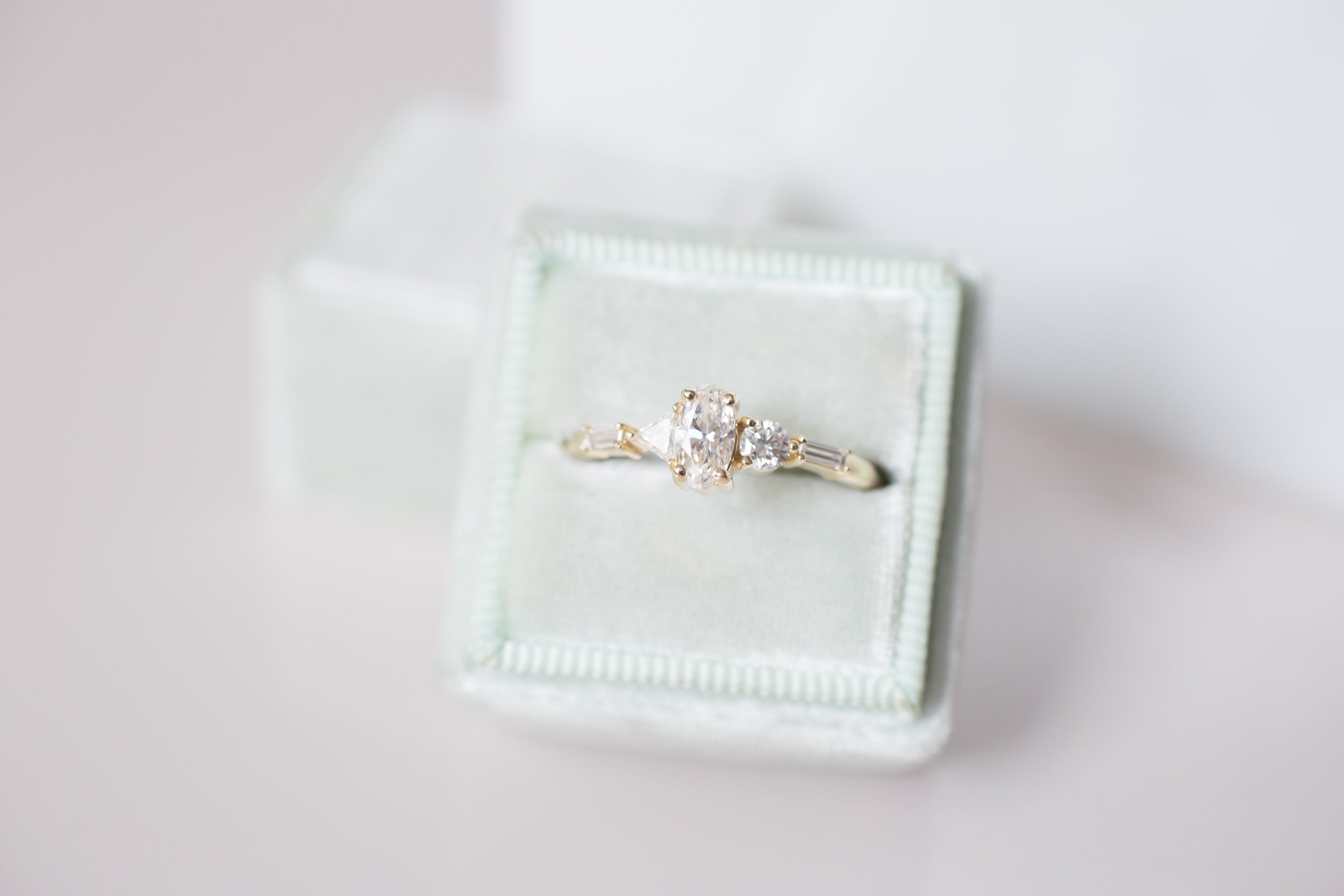 Oval Diamond Geometric Cluster Ring | Engagement Ring | 14k Recycled Gold | One of a Kind