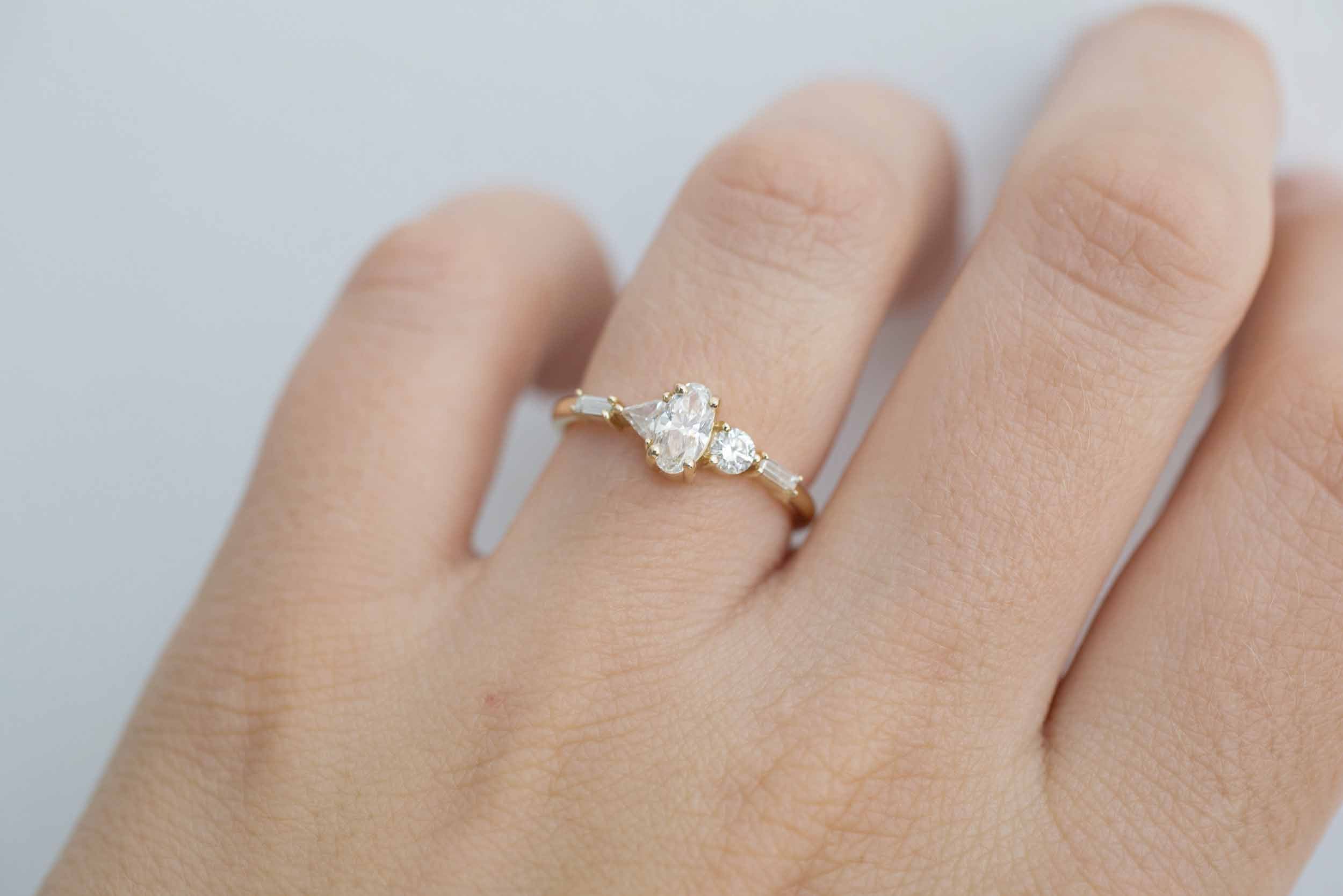Oval Diamond Geometric Cluster Ring | Engagement Ring | 14k Recycled Gold | One of a Kind