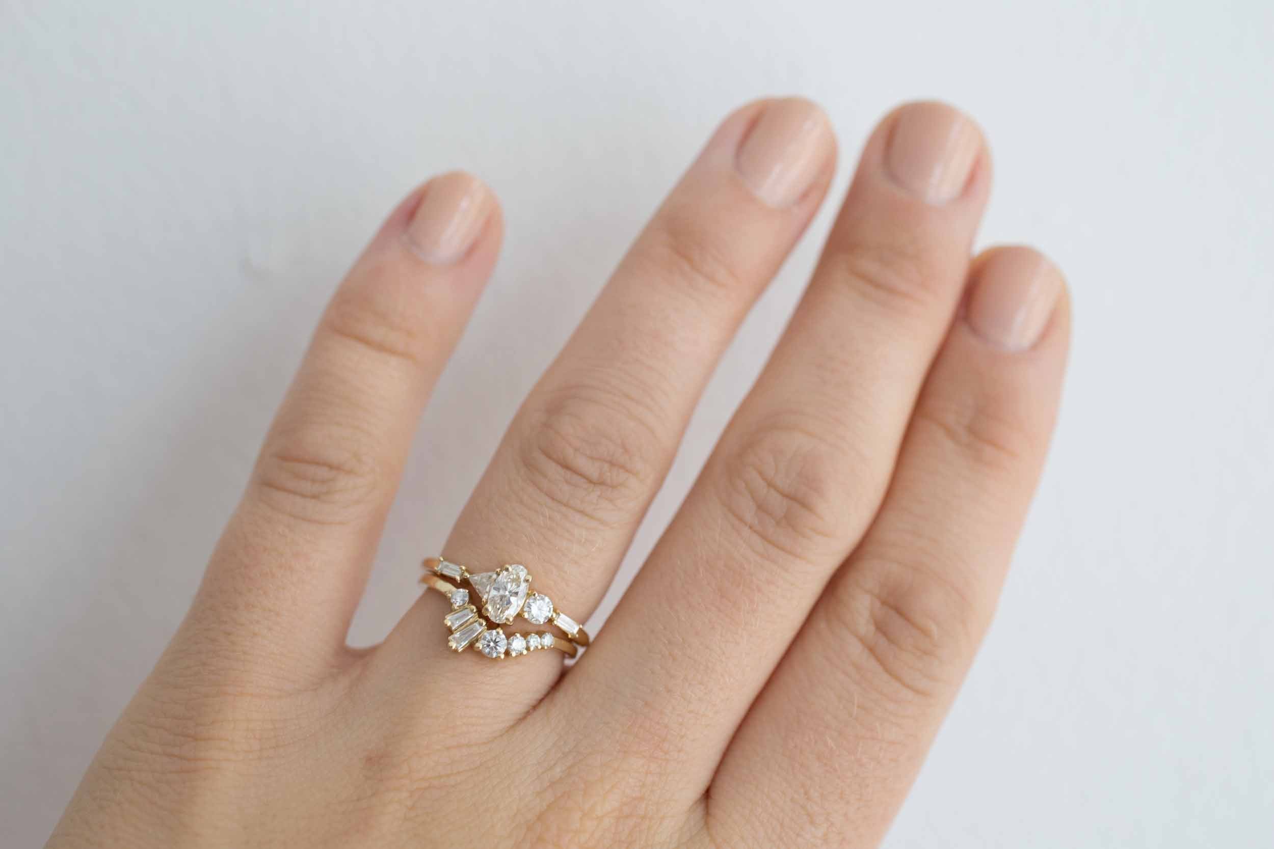 Oval Diamond Geometric Cluster Ring | Engagement Ring | 14k Recycled Gold | One of a Kind