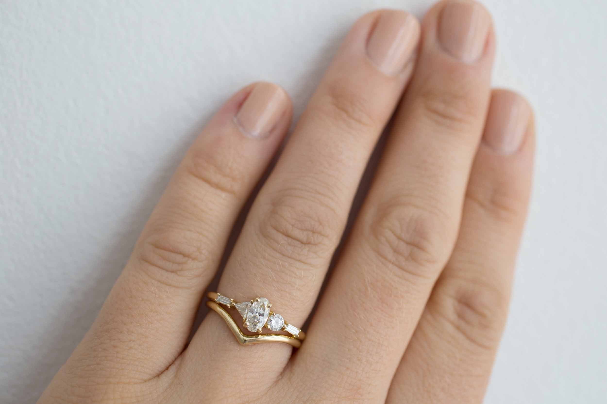 Oval Diamond Geometric Cluster Ring | Engagement Ring | 14k Recycled Gold | One of a Kind