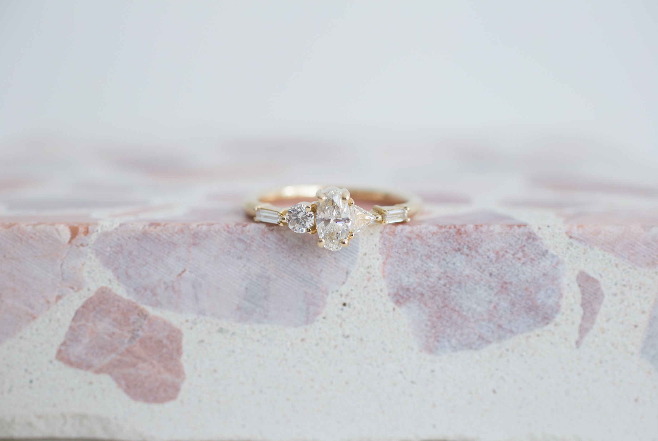 Oval Diamond Geometric Cluster Ring | Engagement Ring | 14k Recycled Gold | One of a Kind