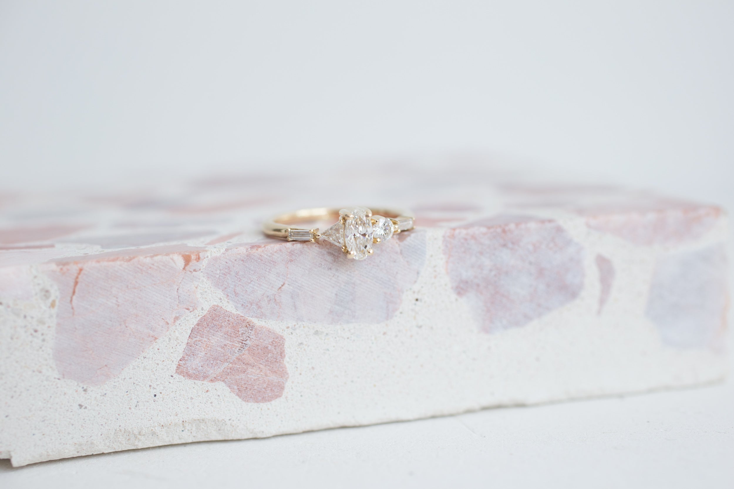 Oval Diamond Geometric Cluster Ring | Engagement Ring | 14k Recycled Gold | One of a Kind