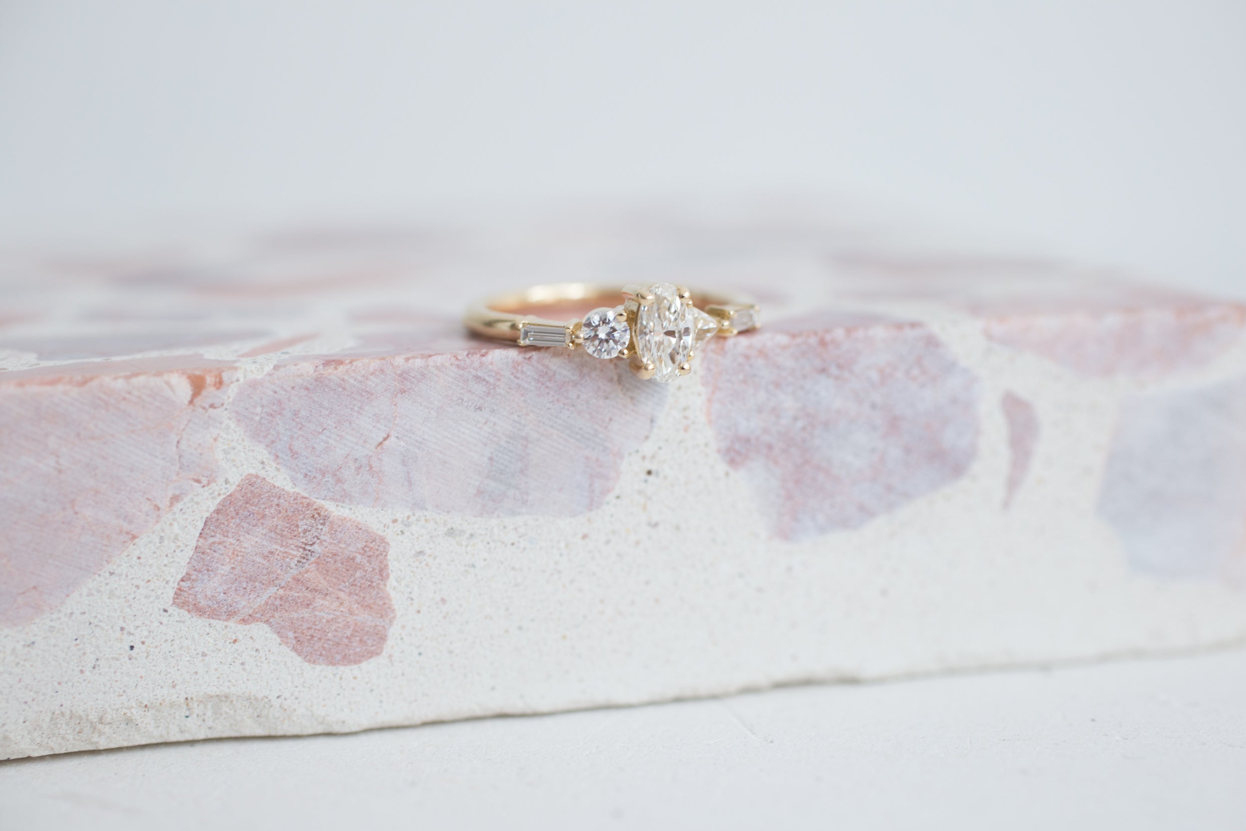 Oval Diamond Geometric Cluster Ring | Engagement Ring | 14k Recycled Gold | One of a Kind
