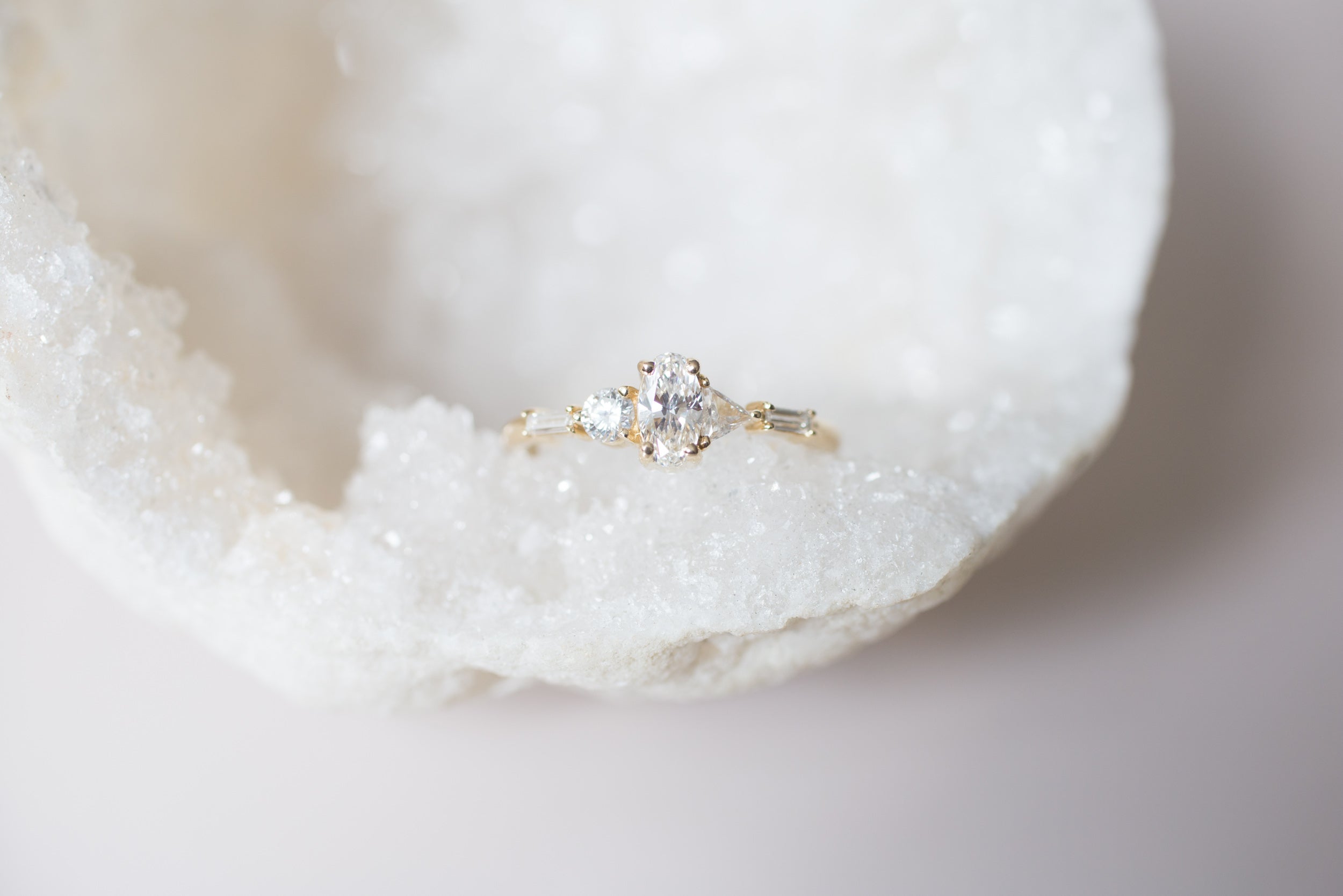 Oval Diamond Geometric Cluster Ring | Engagement Ring | 14k Recycled Gold | One of a Kind