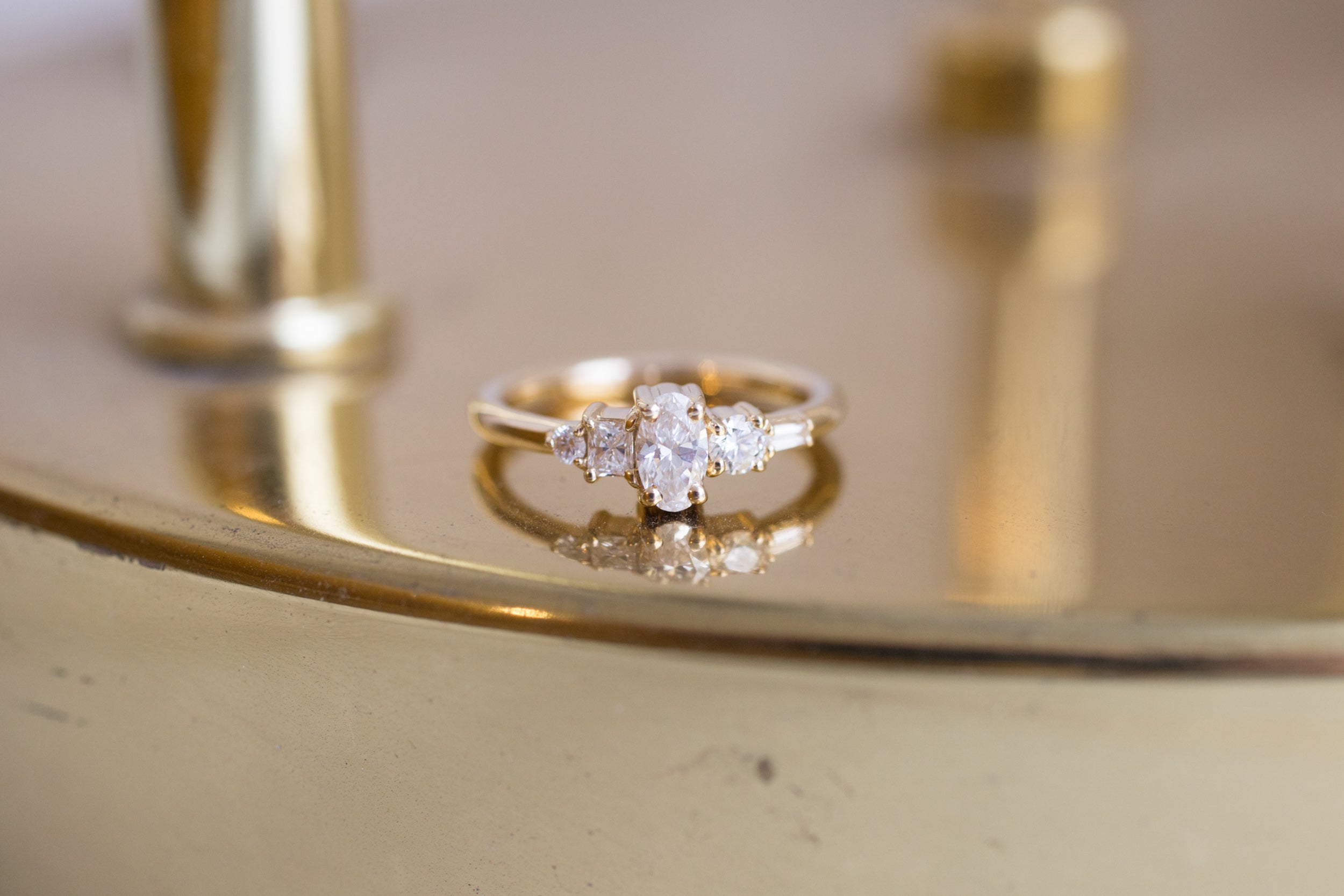 Oval Diamond + Round, Radiant, Baguette Diamond Ring | 14k Recycled Gold | One of a Kind