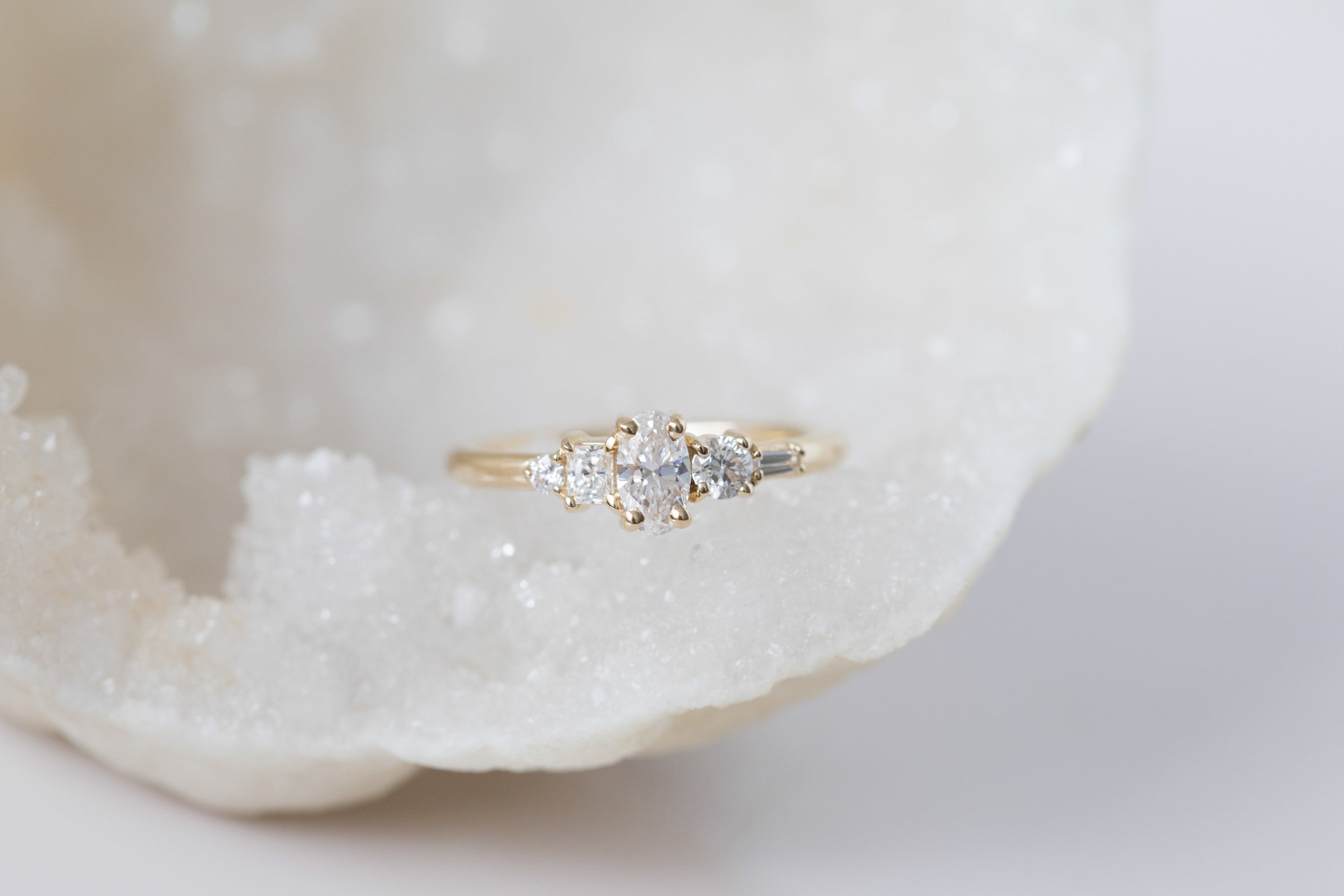 Oval Diamond + Round, Radiant, Baguette Diamond Ring | 14k Recycled Gold | One of a Kind