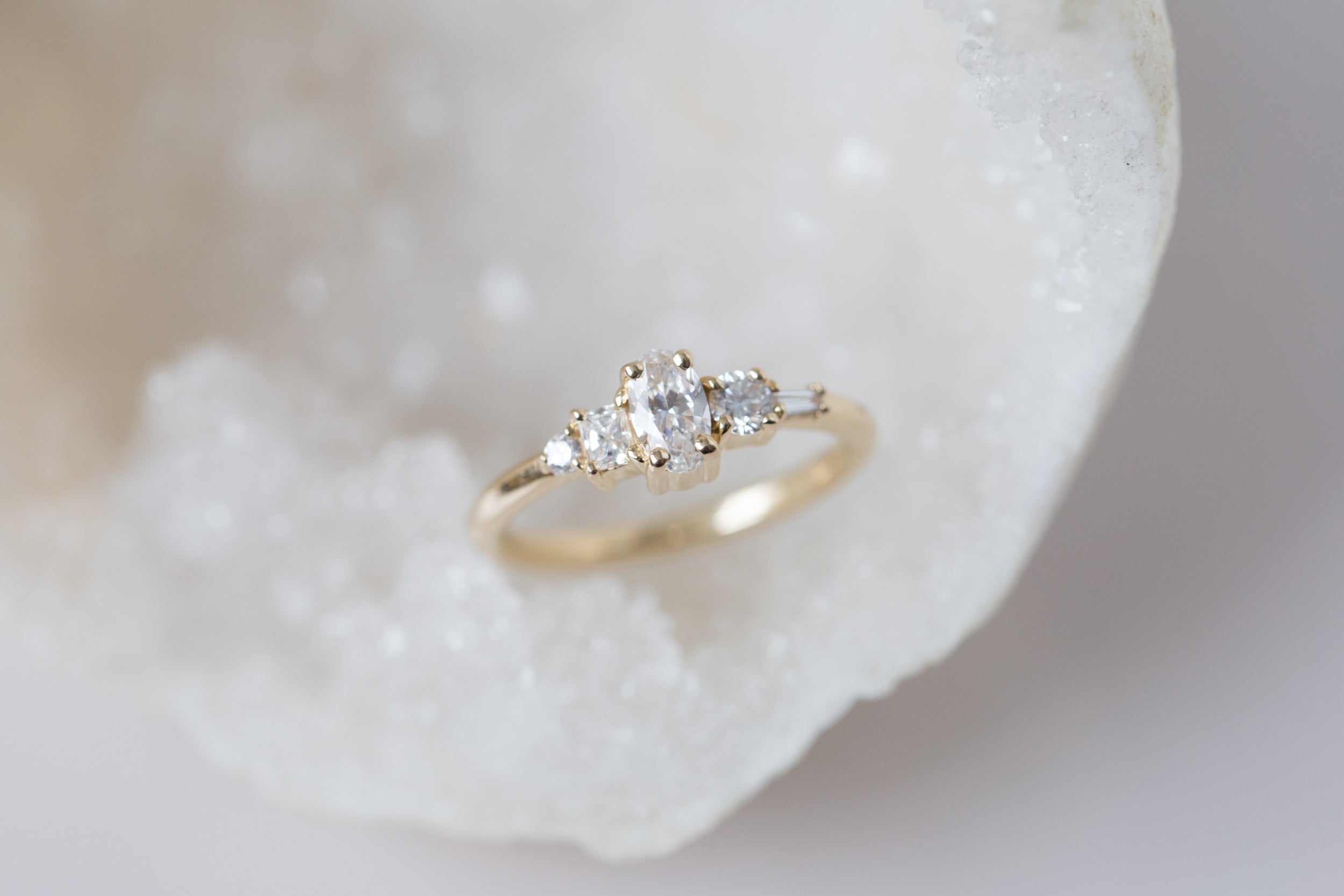 Oval Diamond + Round, Radiant, Baguette Diamond Ring | 14k Recycled Gold | One of a Kind