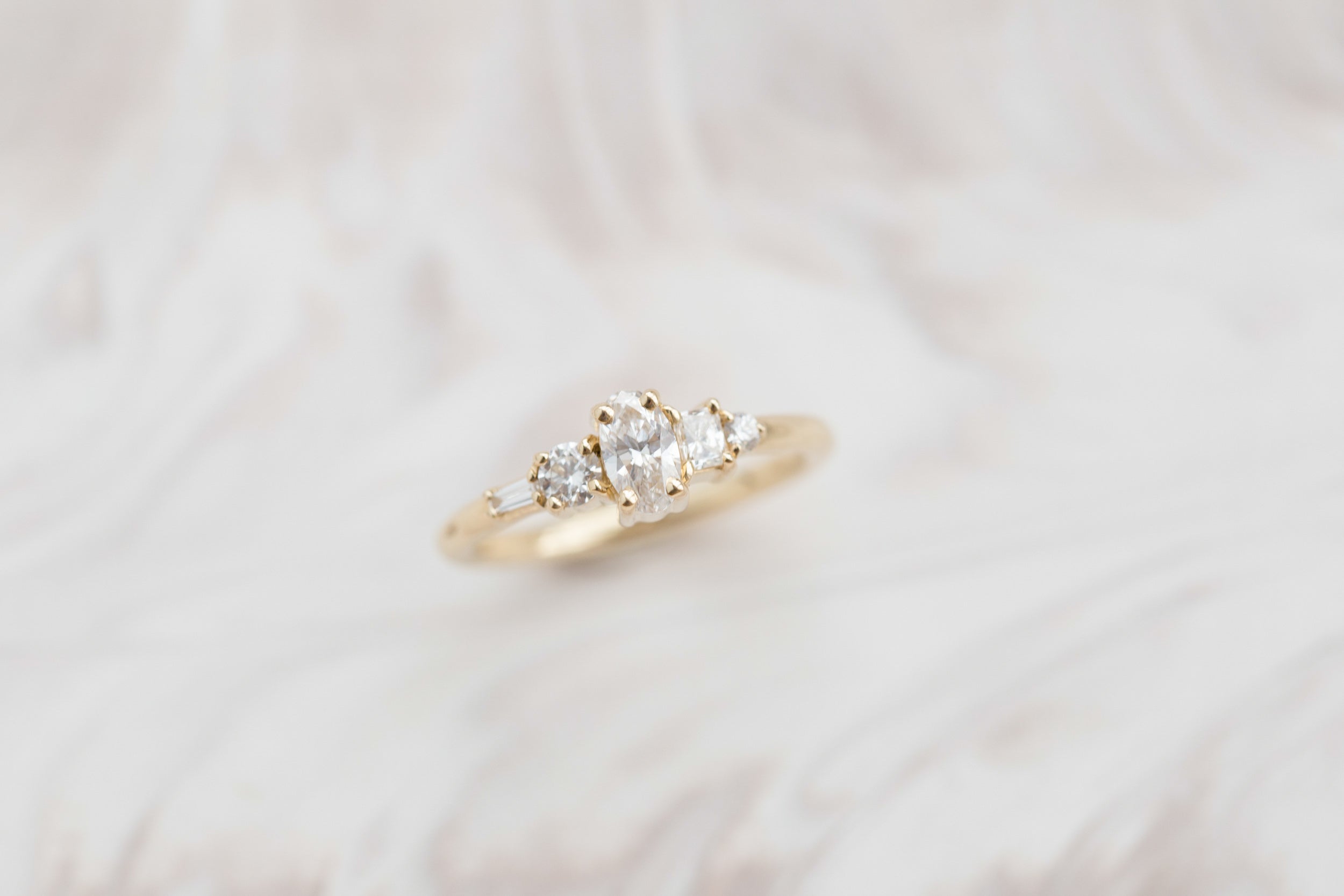 Oval Diamond + Round, Radiant, Baguette Diamond Ring | 14k Recycled Gold | One of a Kind