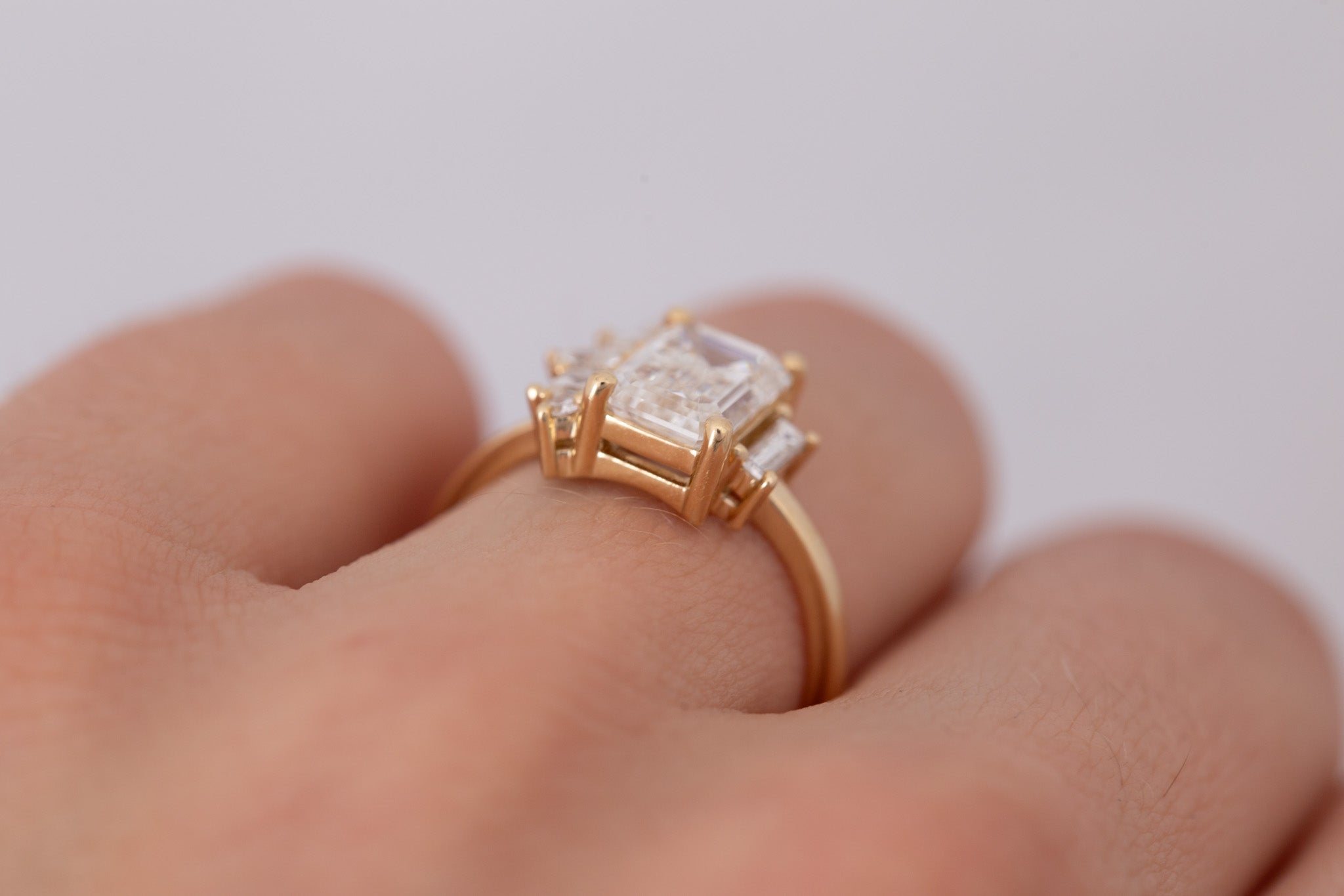 Paloma Ring | Lab Emerald Cut Diamond + Diamond Cluster Engagement Ring 2.25 ct | 14k Recycled Gold | One of a Kind