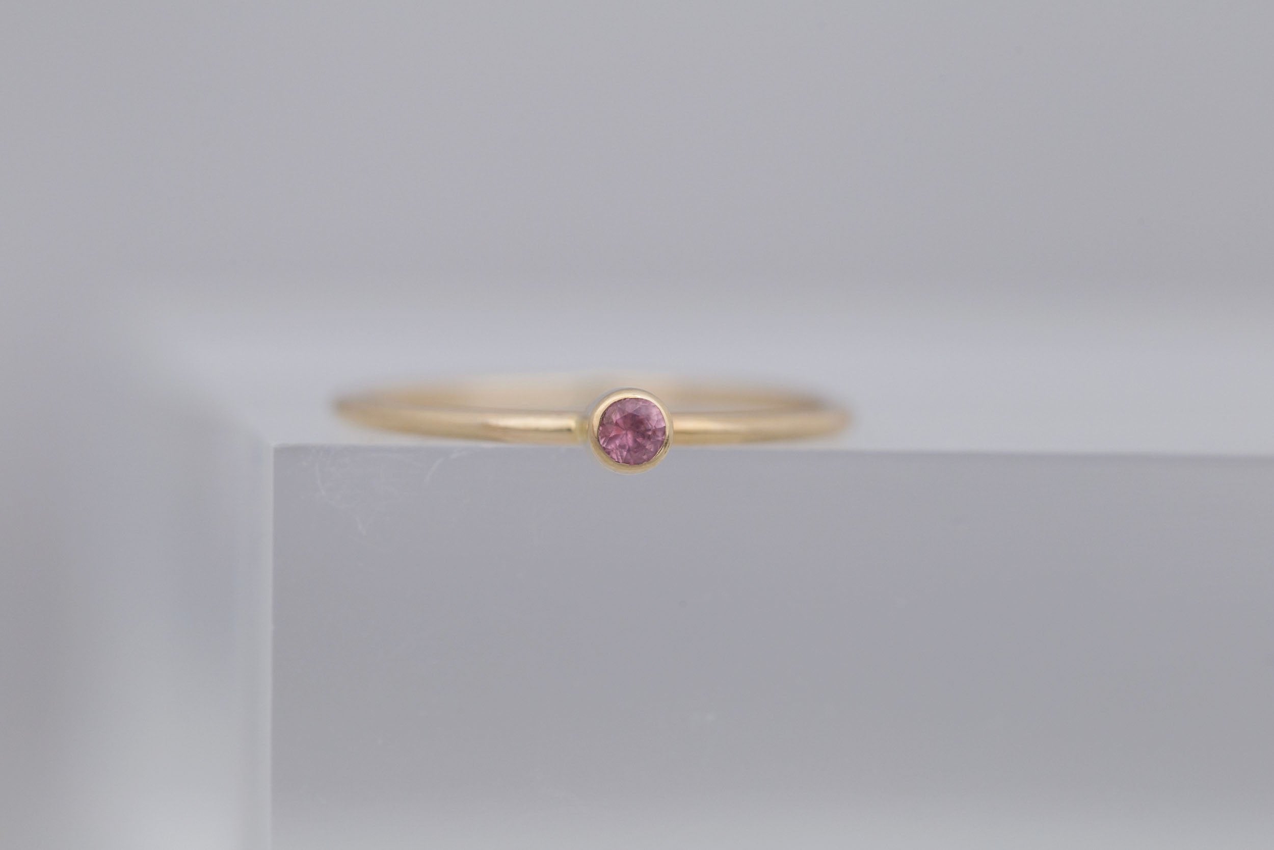 Petite Peach Sapphire Ring | 14k Recycled Gold Ring