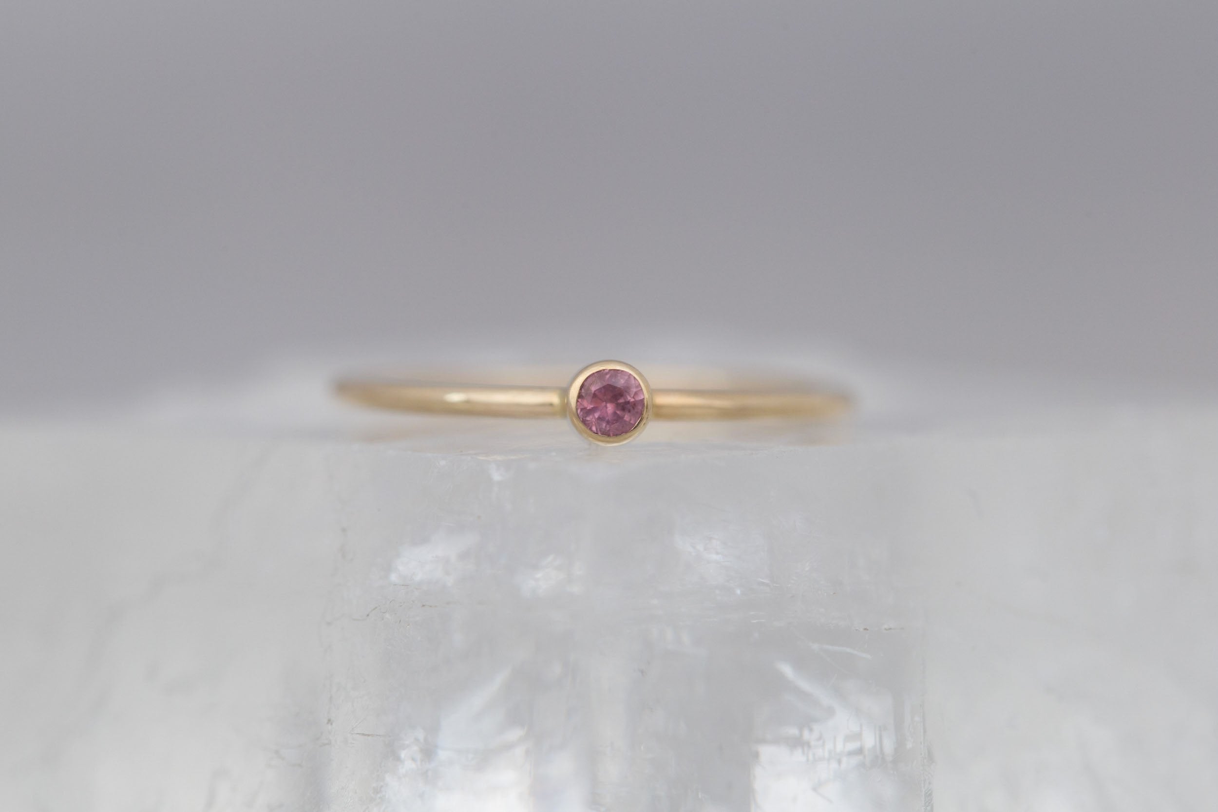 Petite Peach Sapphire Ring | 14k Recycled Gold Ring