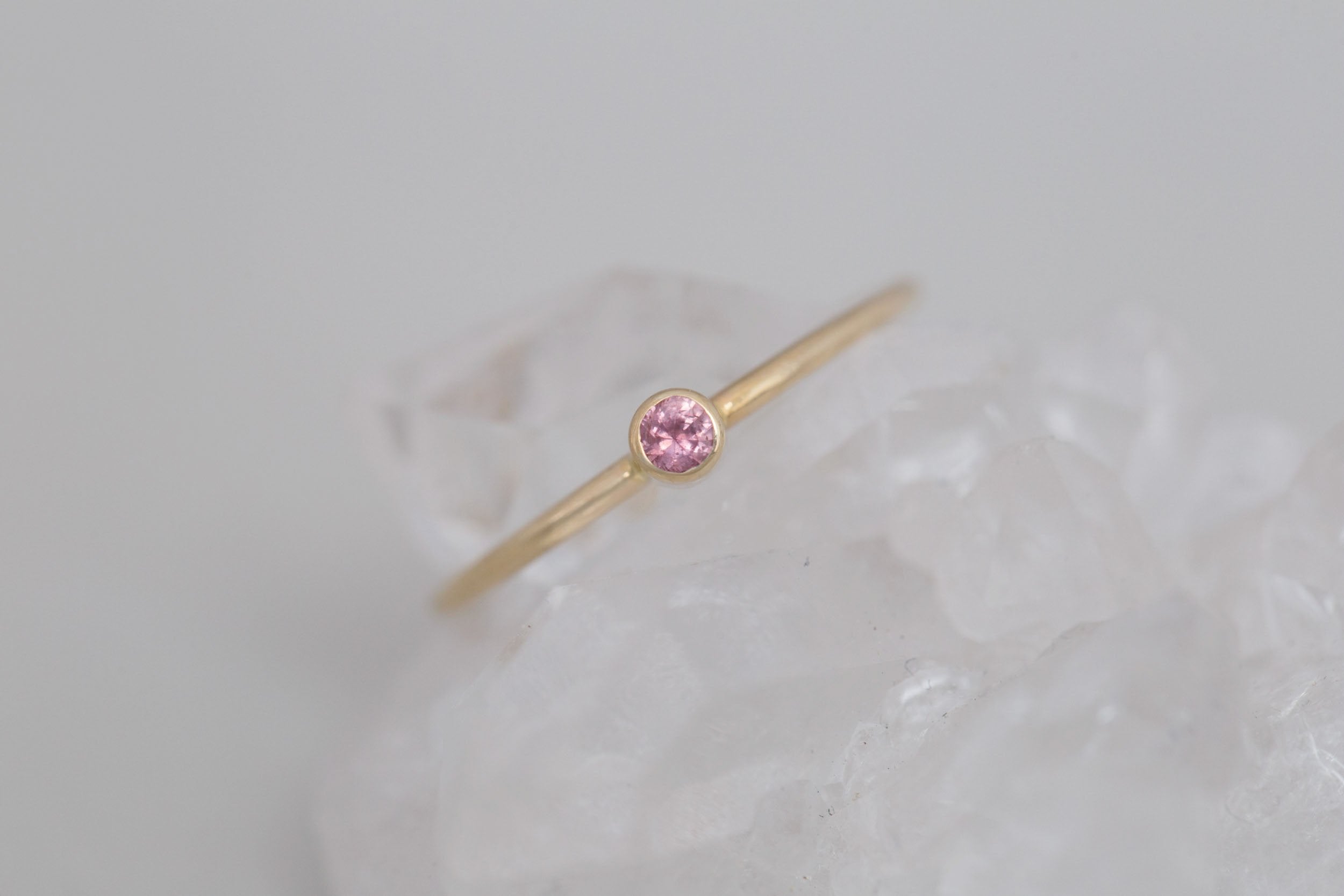 Petite Peach Sapphire Ring | 14k Recycled Gold Ring