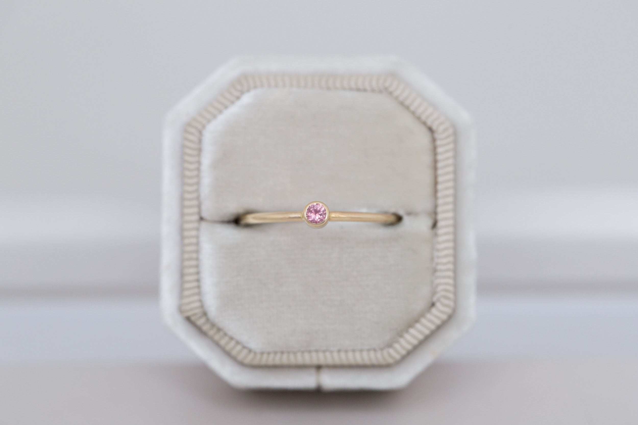 Petite Peach Sapphire Ring | 14k Recycled Gold Ring