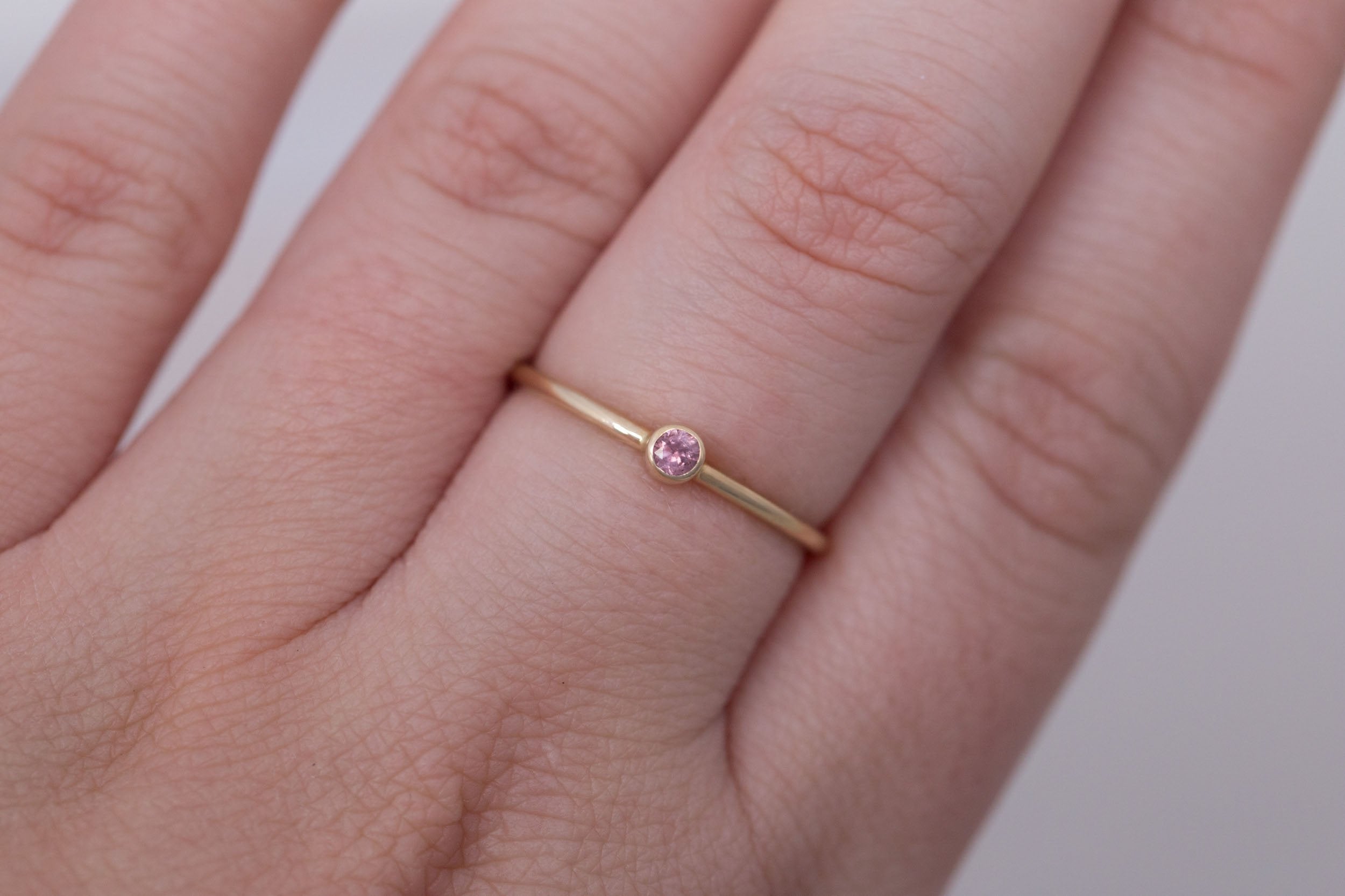 Petite Peach Sapphire Ring | 14k Recycled Gold Ring