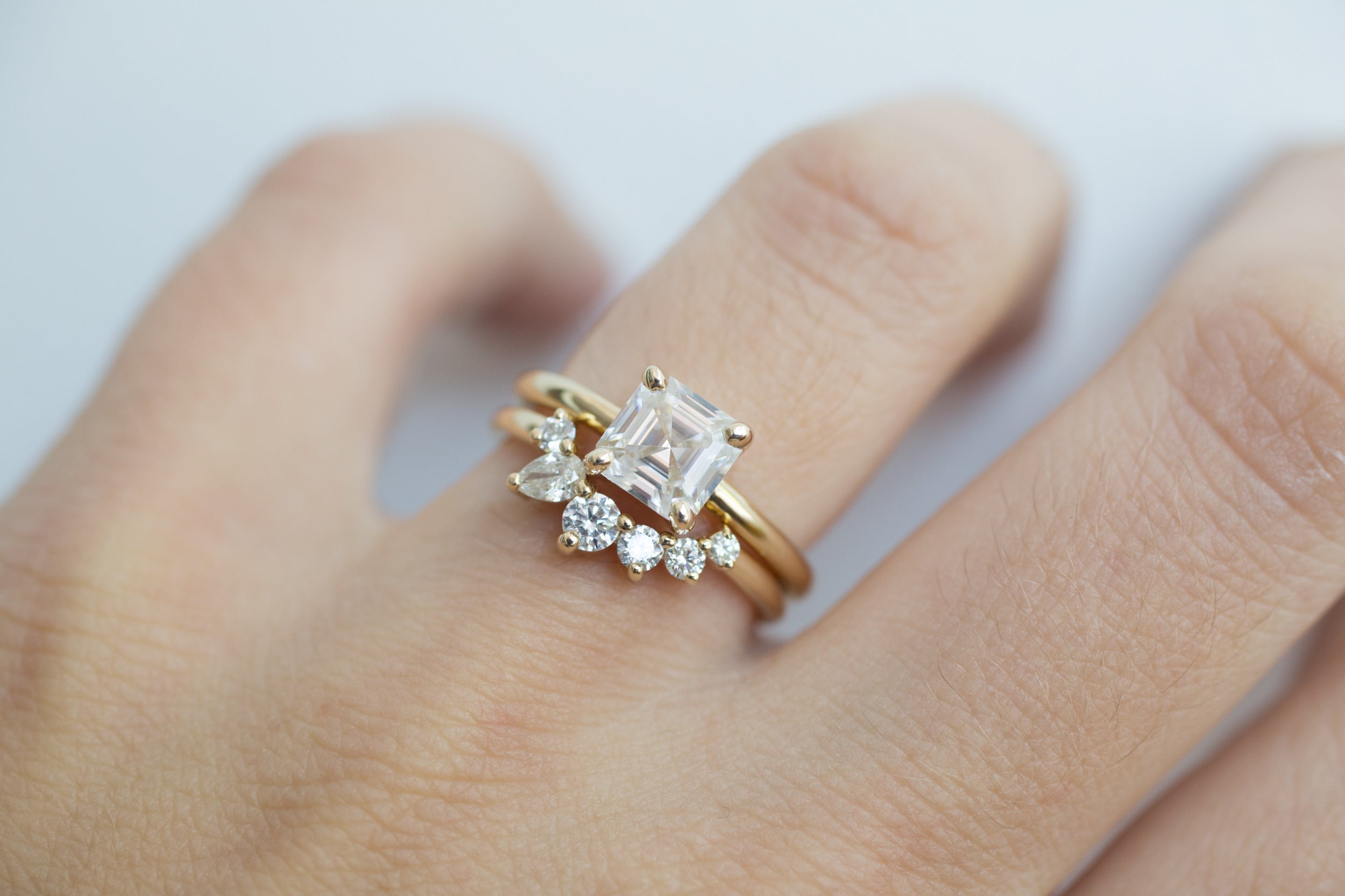 Pear + Round Diamond Curve Band | 14k Recycled Gold