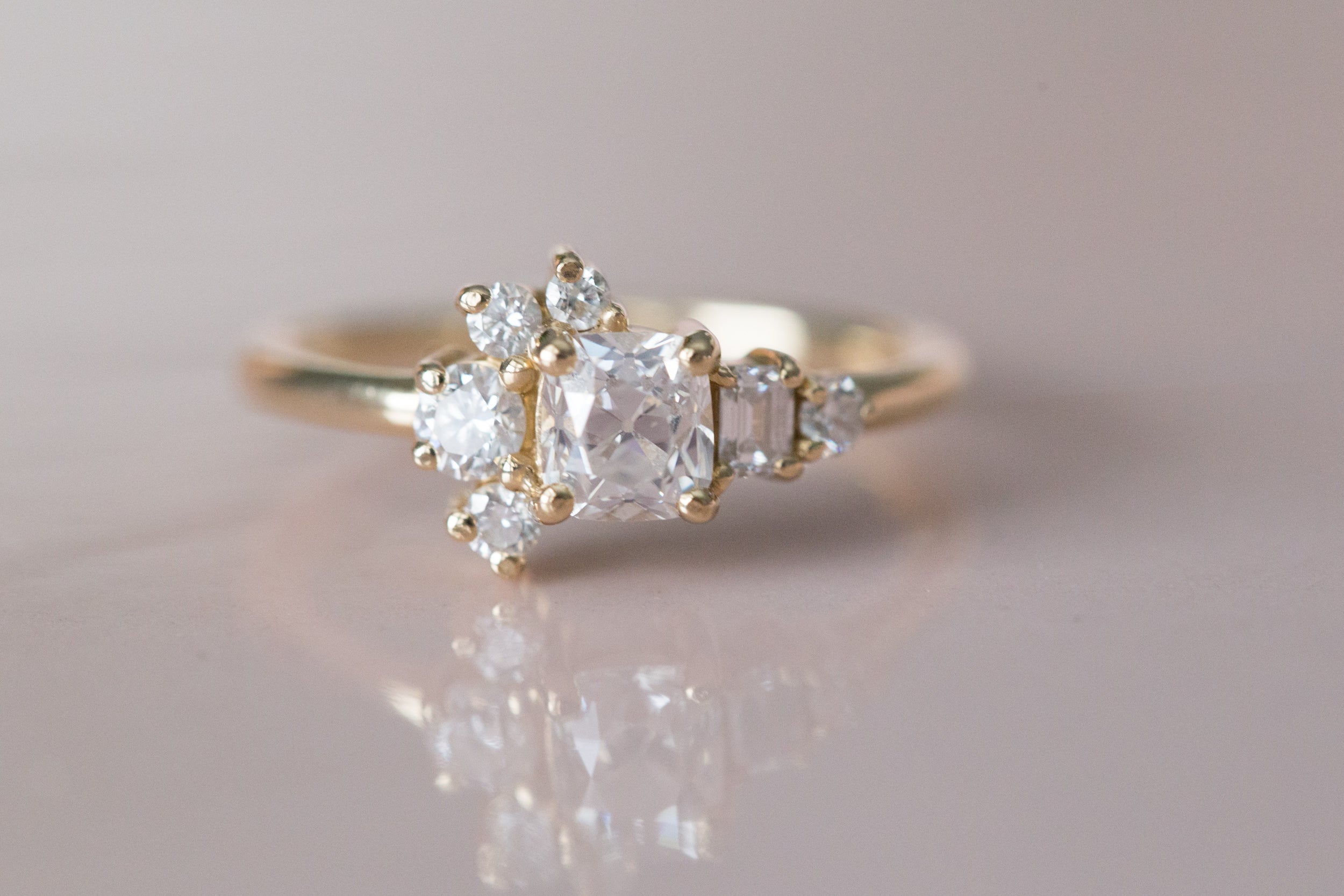 Vintage Peruzzi Cut Diamond Cluster Ring | 14k Recycled Gold | One of a Kind