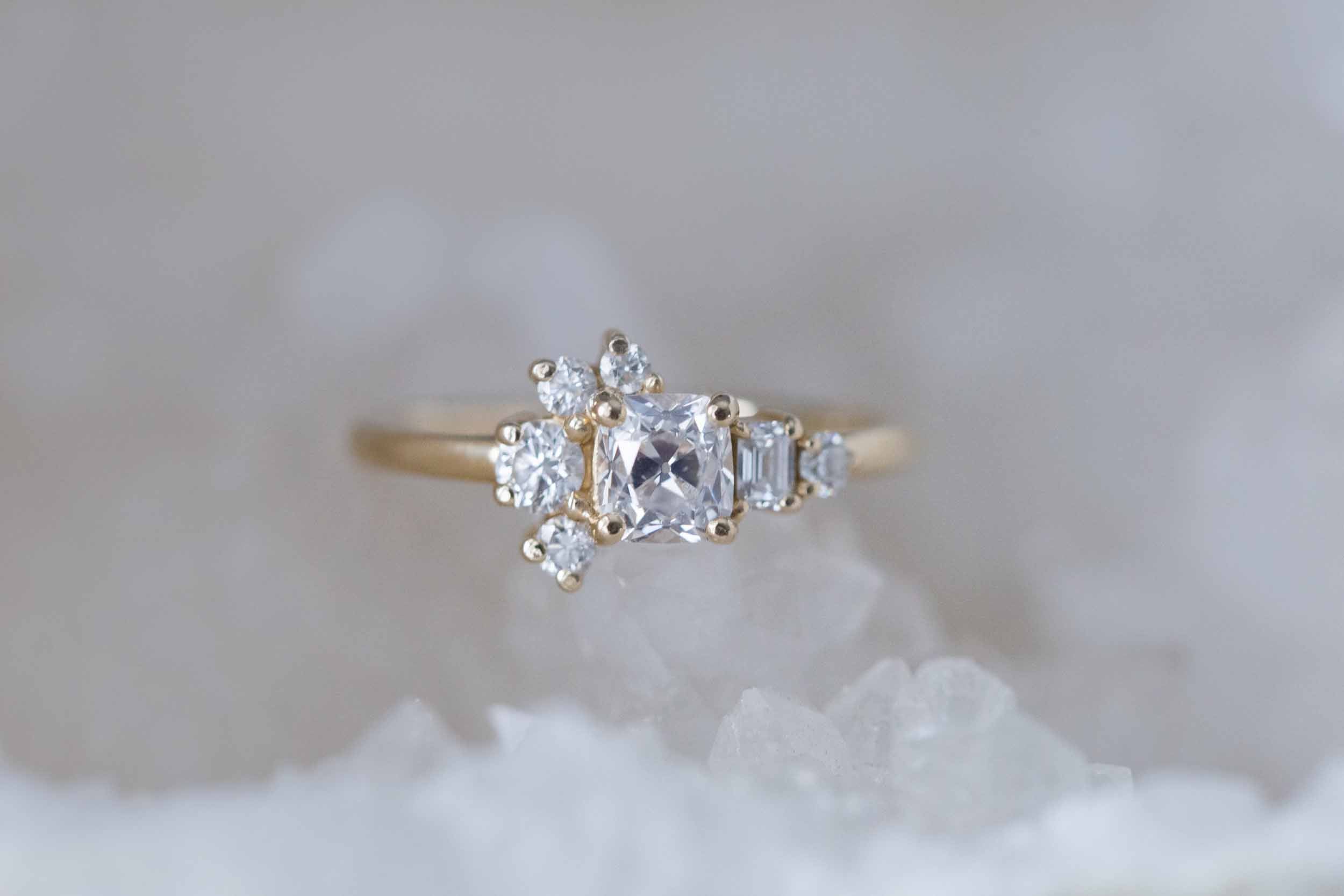 Vintage Peruzzi Cut Diamond Cluster Ring | 14k Recycled Gold | One of a Kind