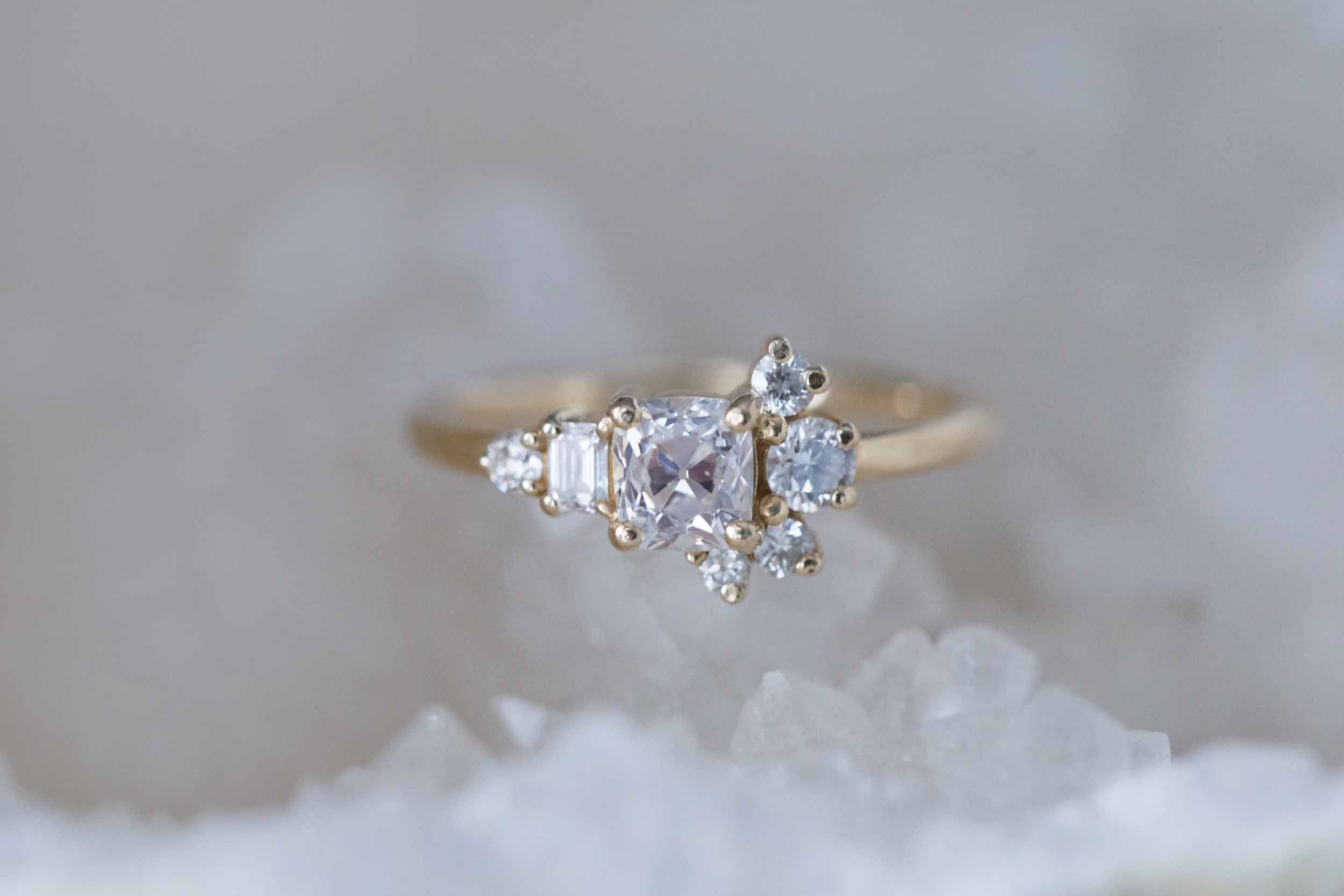 Vintage Peruzzi Cut Diamond Cluster Ring | 14k Recycled Gold | One of a Kind