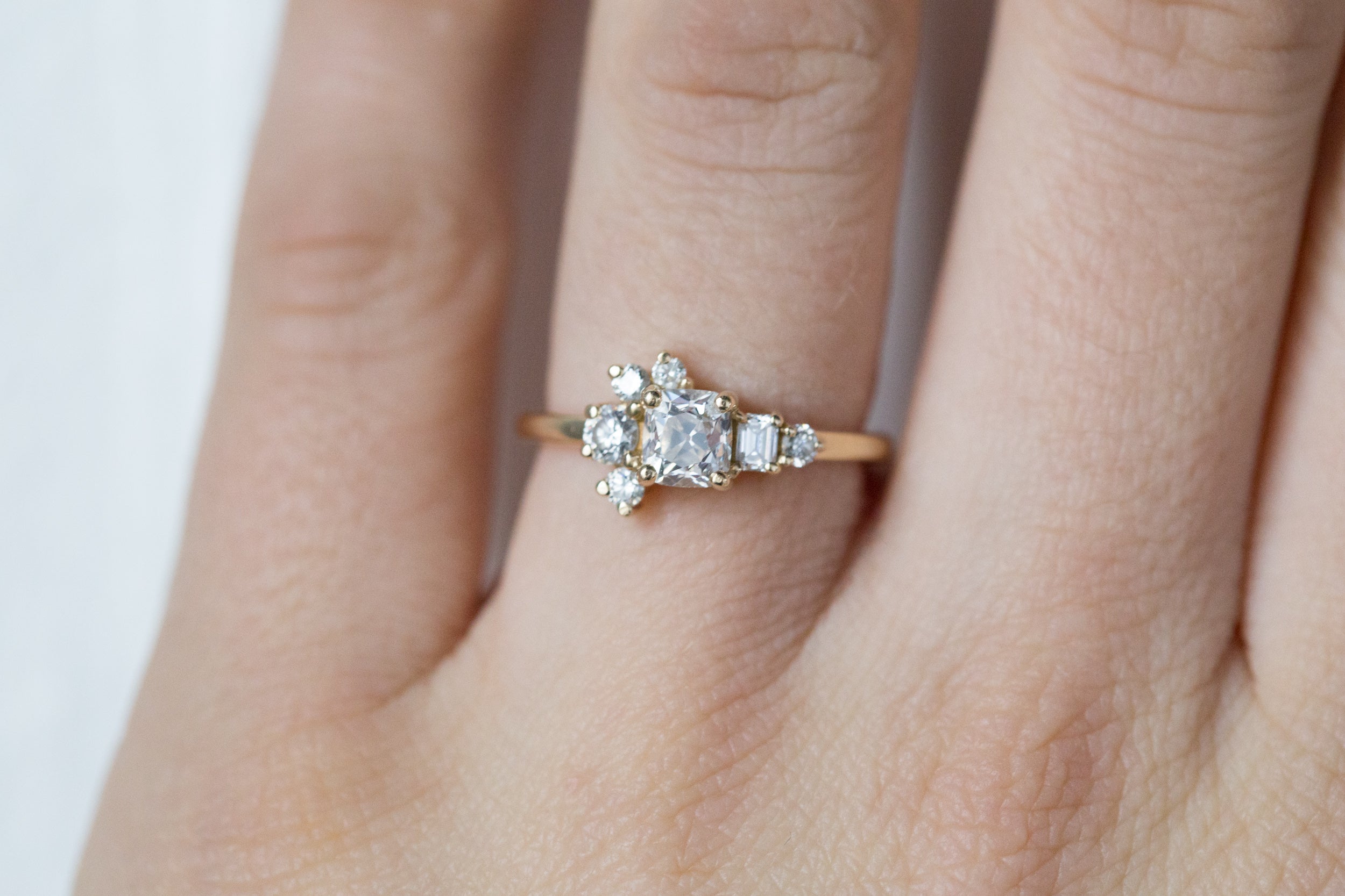 Vintage Peruzzi Cut Diamond Cluster Ring | 14k Recycled Gold | One of a Kind