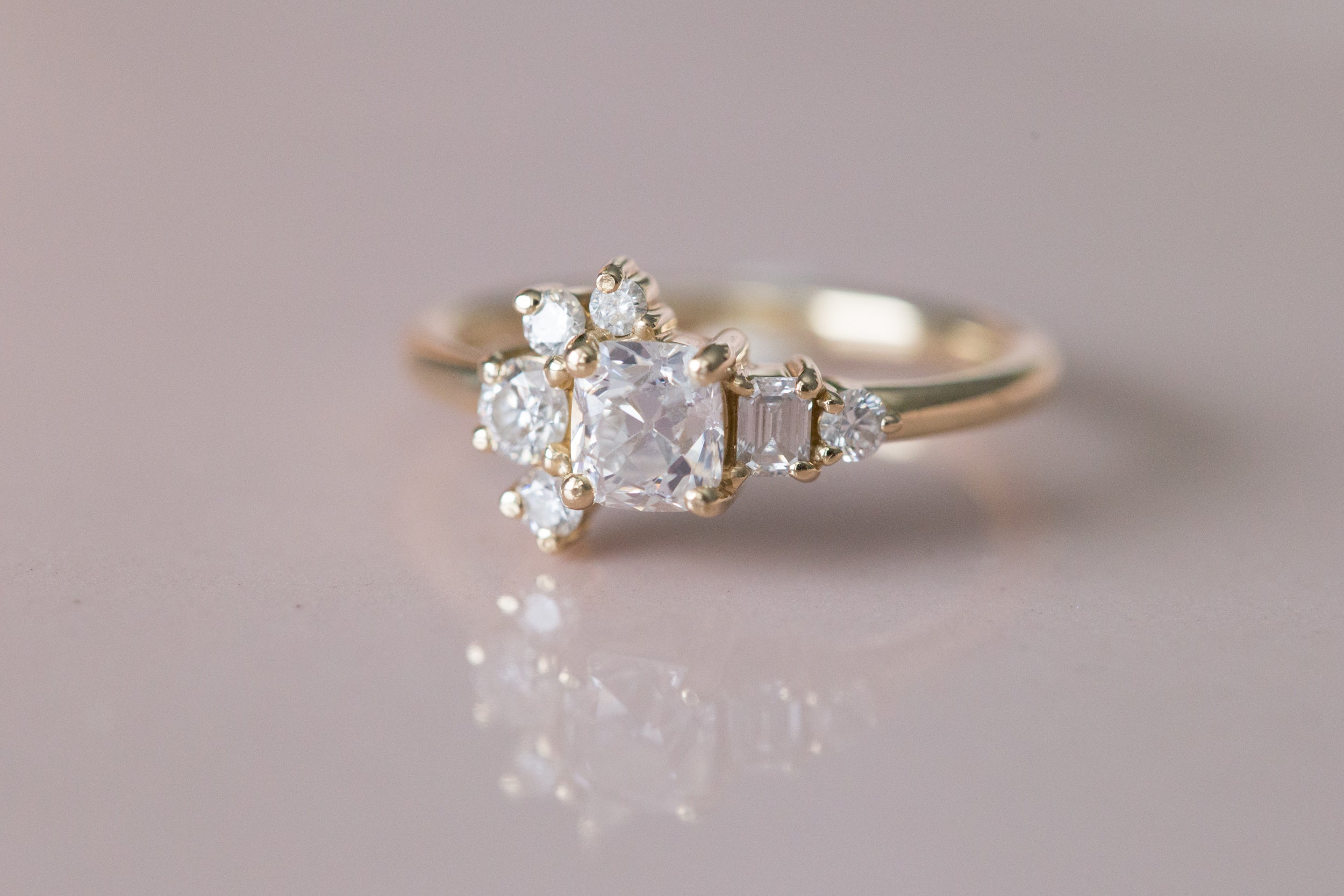 Vintage Peruzzi Cut Diamond Cluster Ring | 14k Recycled Gold | One of a Kind