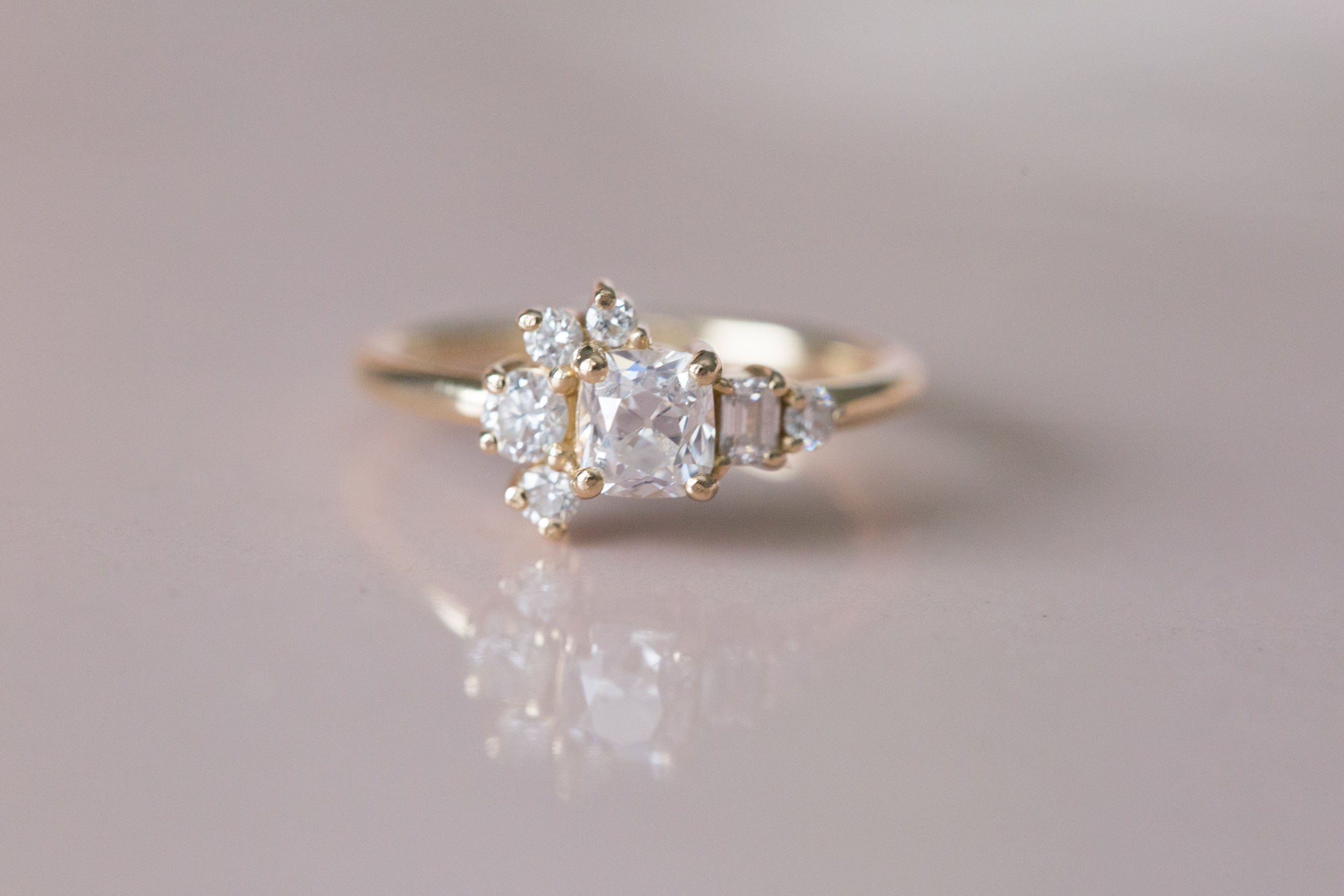 Vintage Peruzzi Cut Diamond Cluster Ring | 14k Recycled Gold | One of a Kind