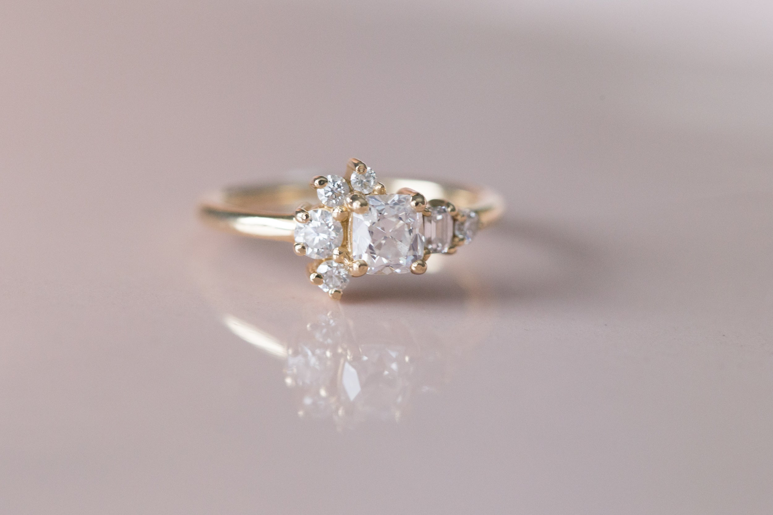 Vintage Peruzzi Cut Diamond Cluster Ring | 14k Recycled Gold | One of a Kind