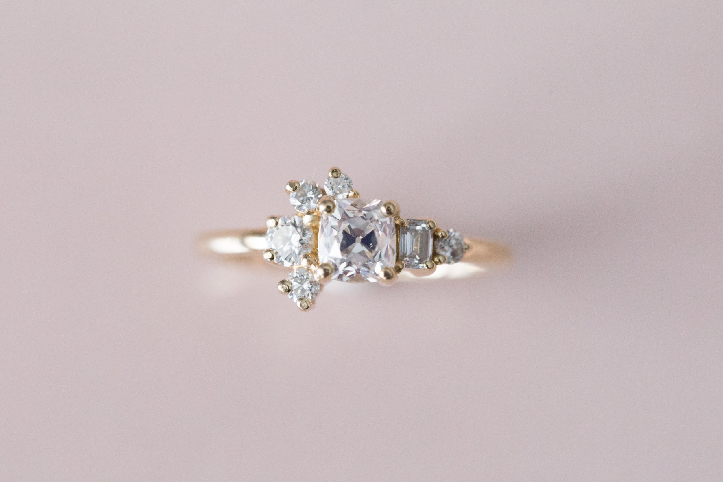 Vintage Peruzzi Cut Diamond Cluster Ring | 14k Recycled Gold | One of a Kind