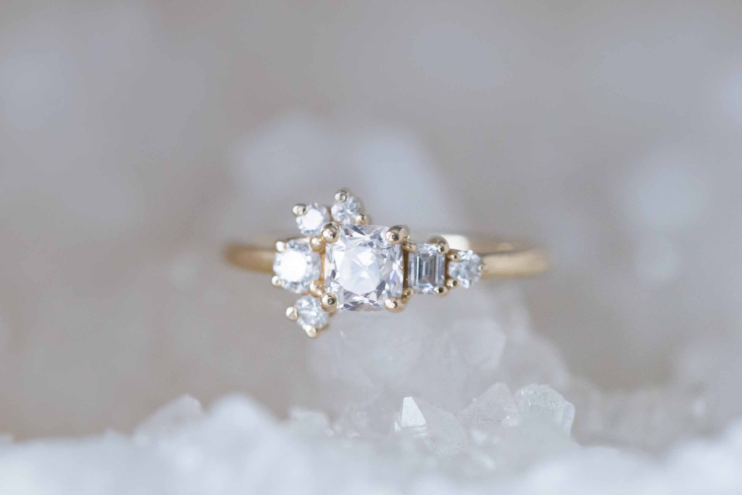 Vintage Peruzzi Cut Diamond Cluster Ring | 14k Recycled Gold | One of a Kind