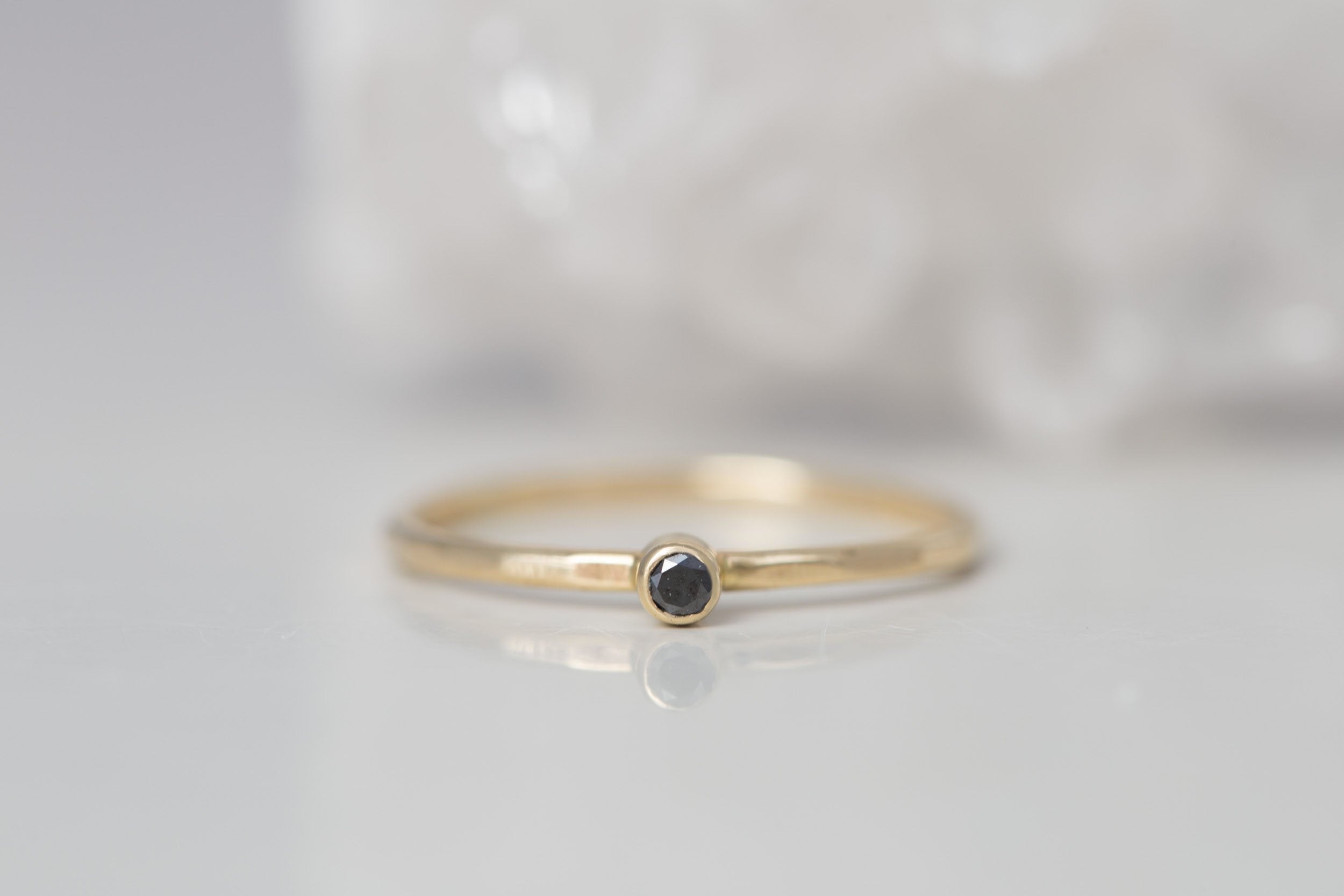 Petite Black Diamond Ring | 14k Recycled Gold