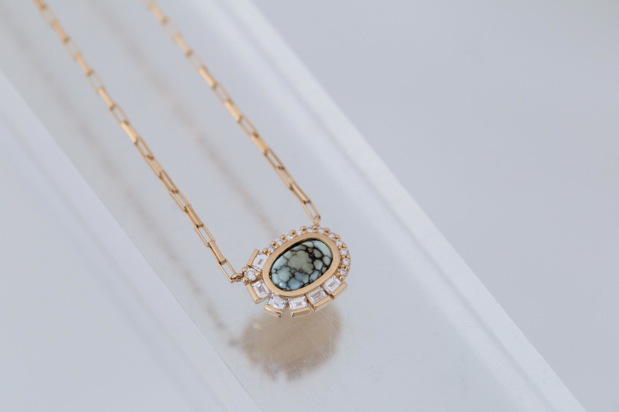 Primm Necklace | Variscite and Lab Diamond 0.73ct | 14k Yellow Gold | One of a Kind