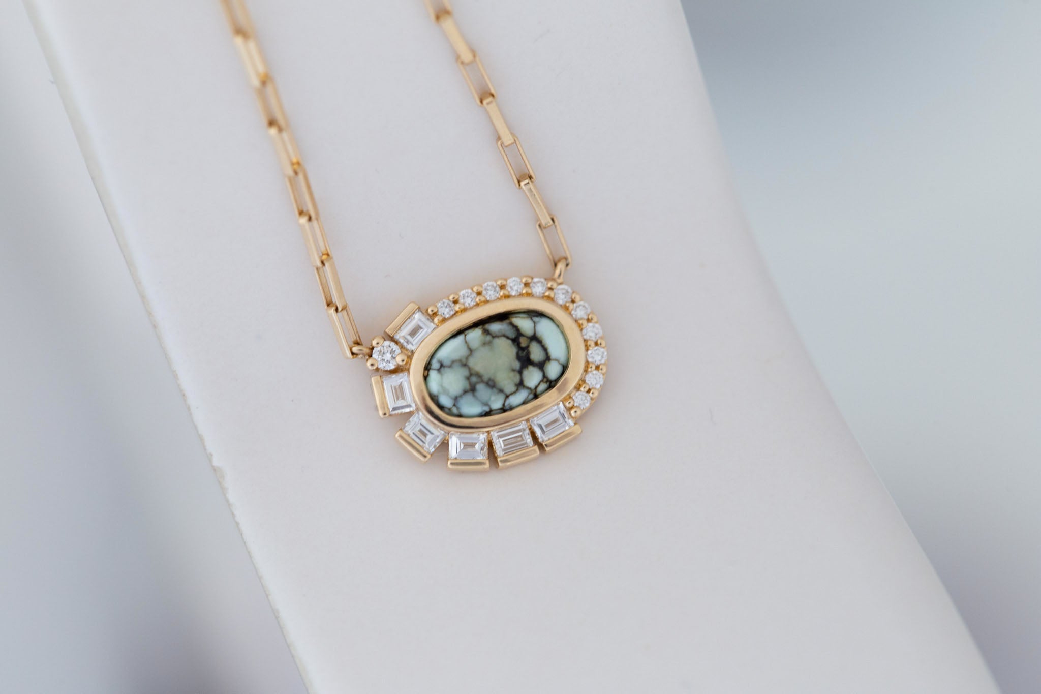 Primm Necklace | Variscite and Lab Diamond 0.73ct | 14k Yellow Gold | One of a Kind