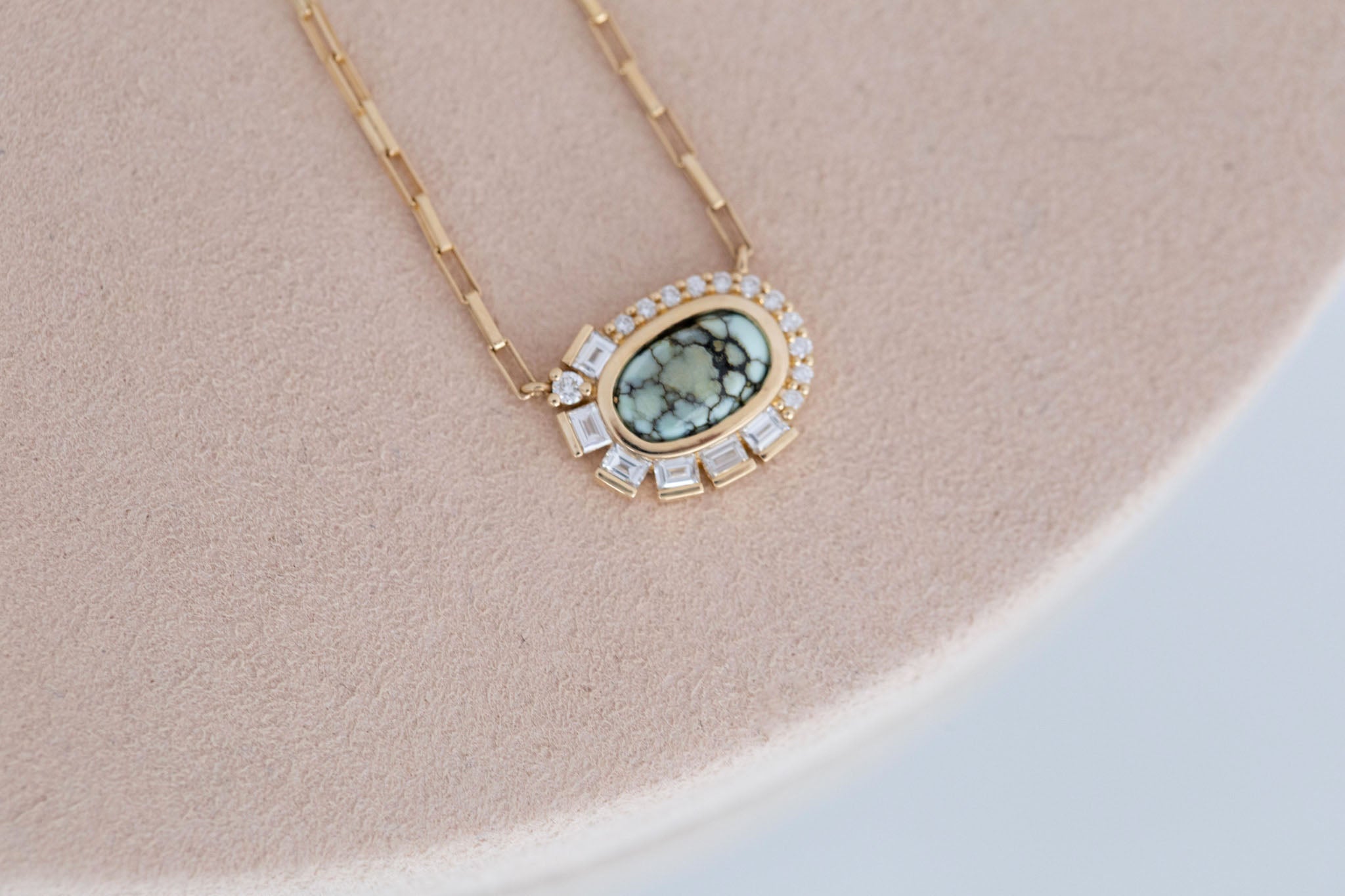 Primm Necklace | Variscite and Lab Diamond 0.73ct | 14k Yellow Gold | One of a Kind