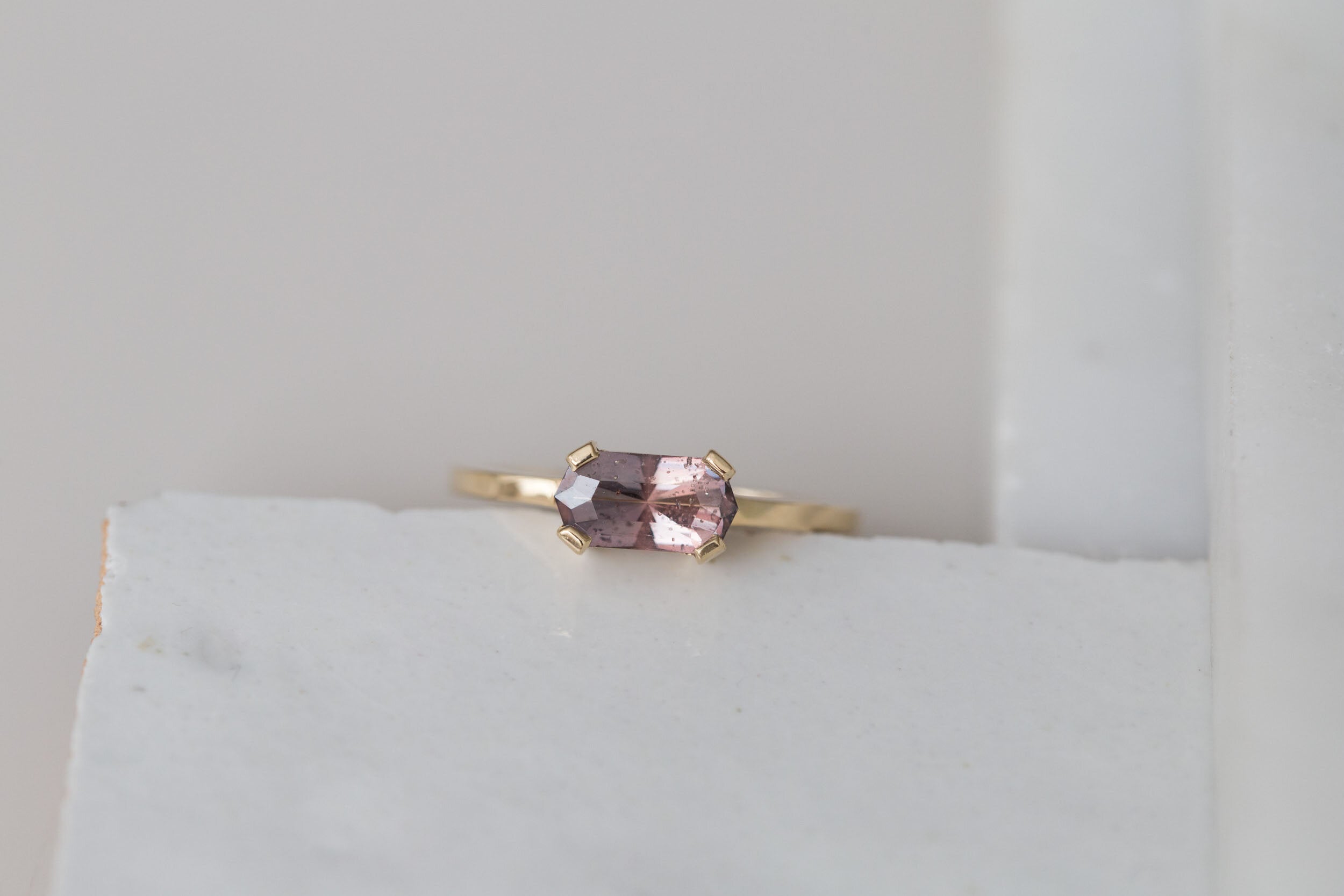 Farley Ring | Color Change Umba Sapphire Solitaire Engagement Ring | 14k Recycled Gold | One of a Kind