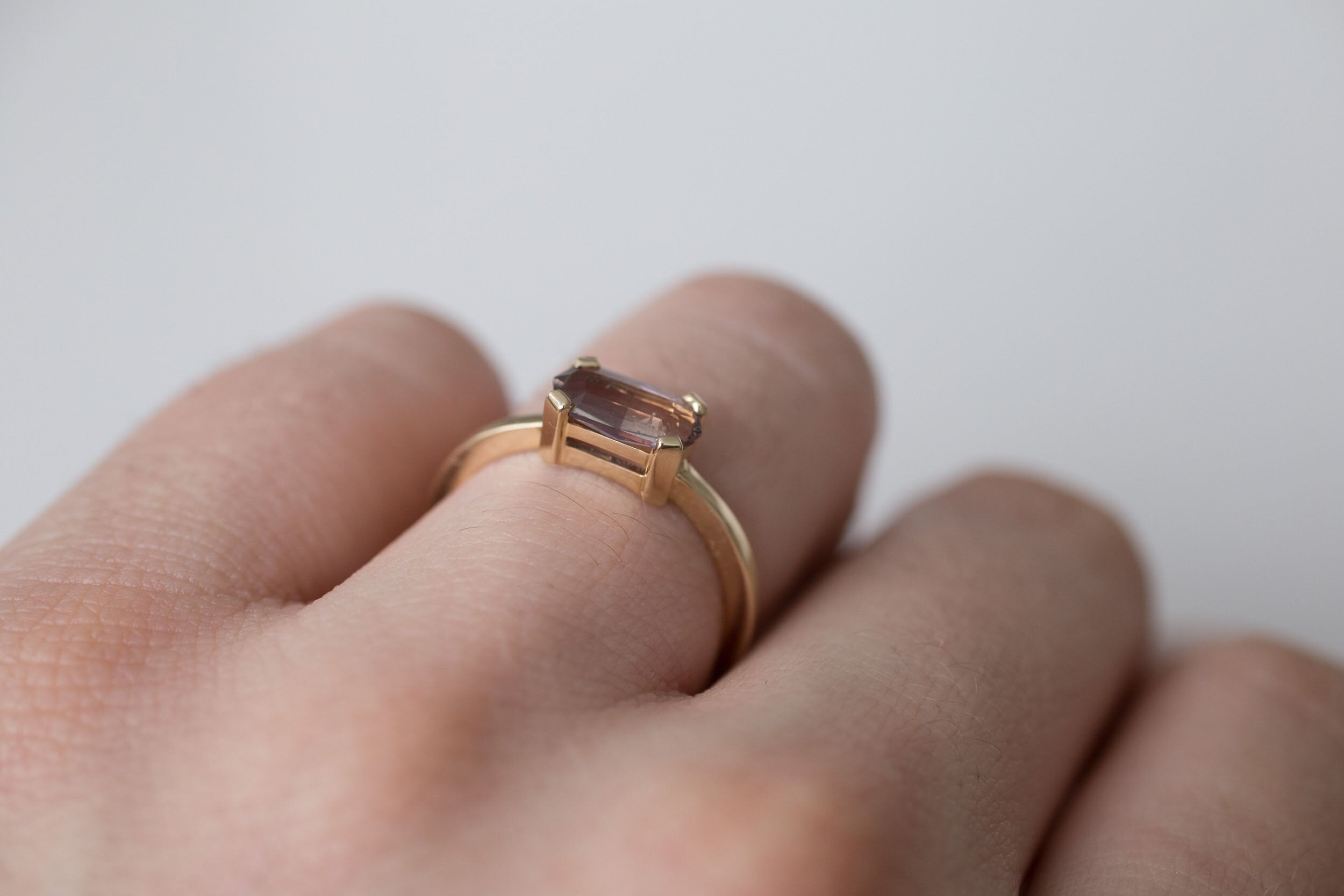 Farley Ring | Color Change Umba Sapphire Solitaire Engagement Ring | 14k Recycled Gold | One of a Kind